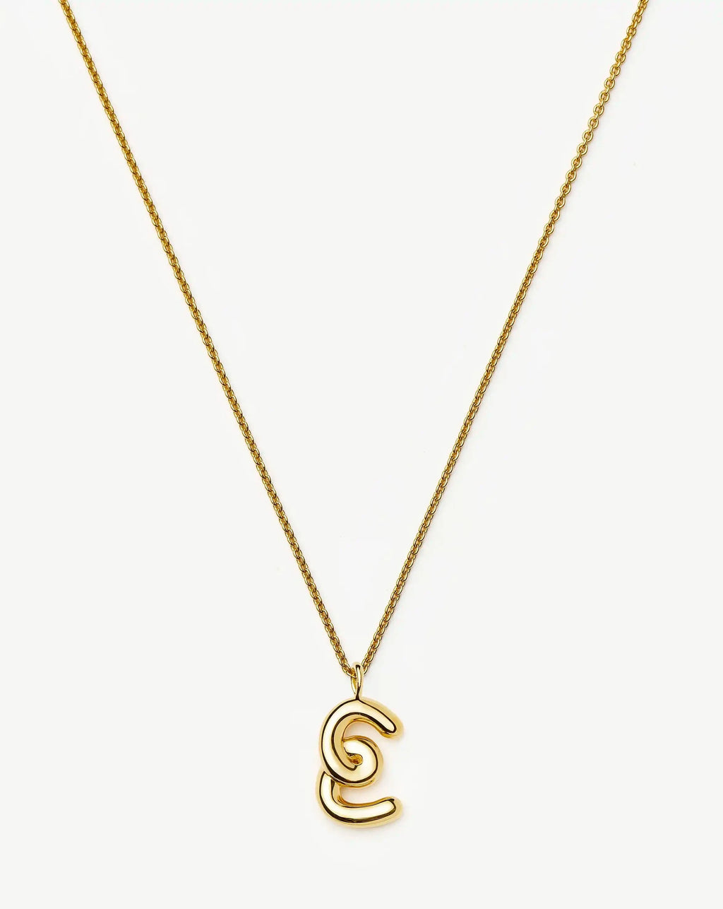 Curly Molten Initial Pendant Necklace - Initial E | 18k Gold Vermeil
