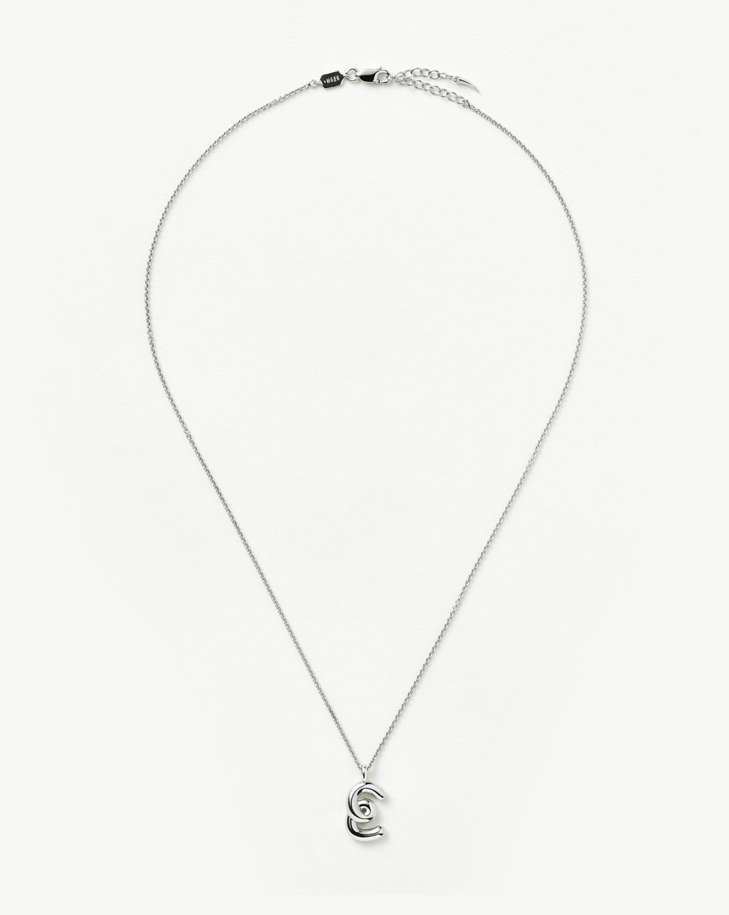Curly Molten Initial Pendant Necklace - Initial E | Sterling Silver