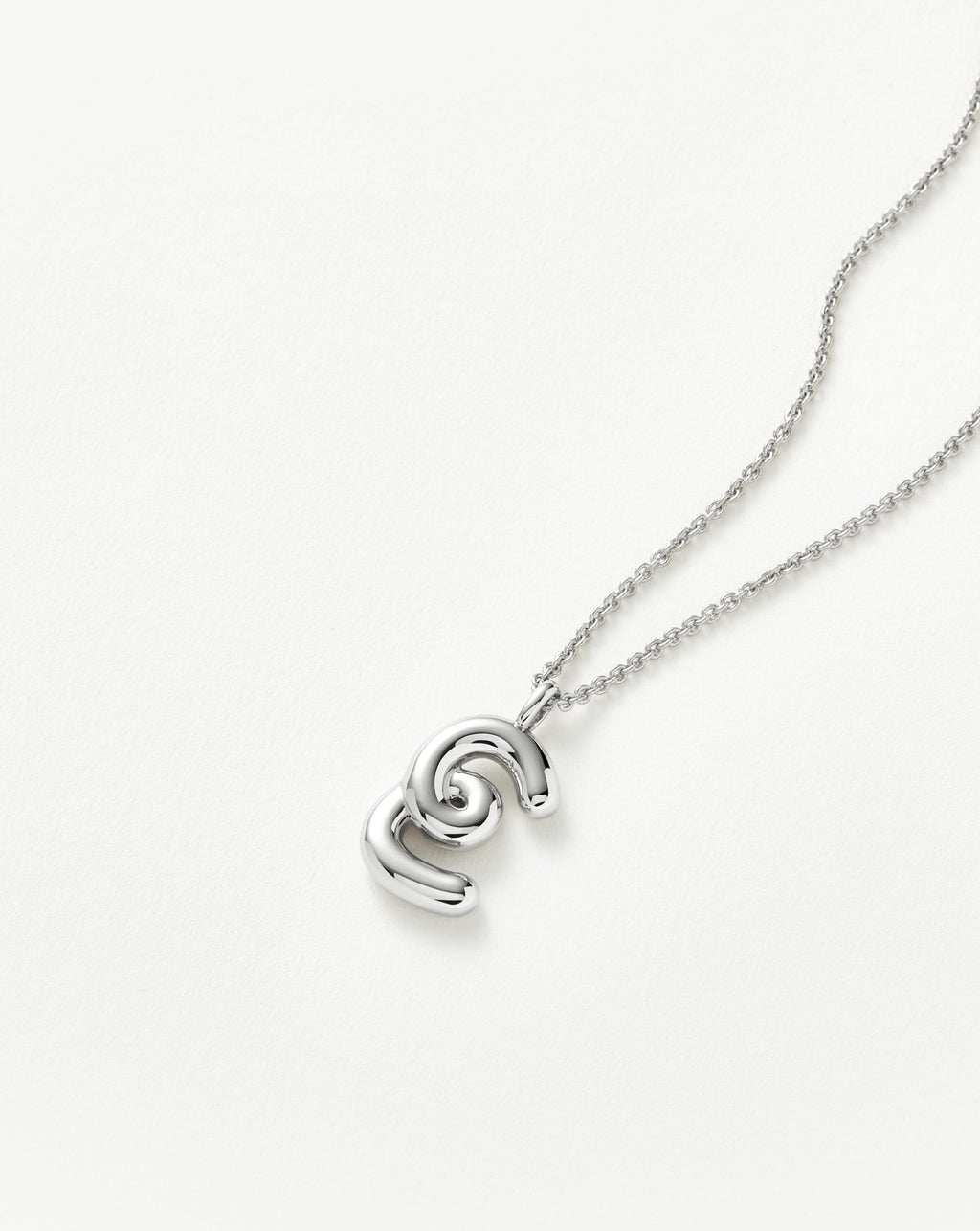 Curly Molten Initial Pendant Necklace - Initial E | Sterling Silver
