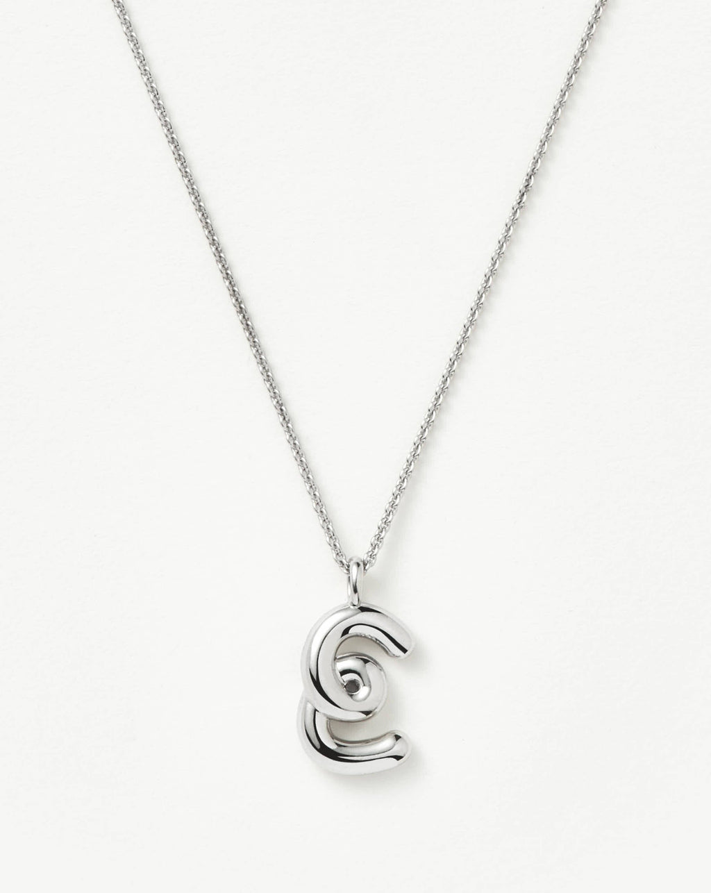 Curly Molten Initial Pendant Necklace - Initial E | Sterling Silver