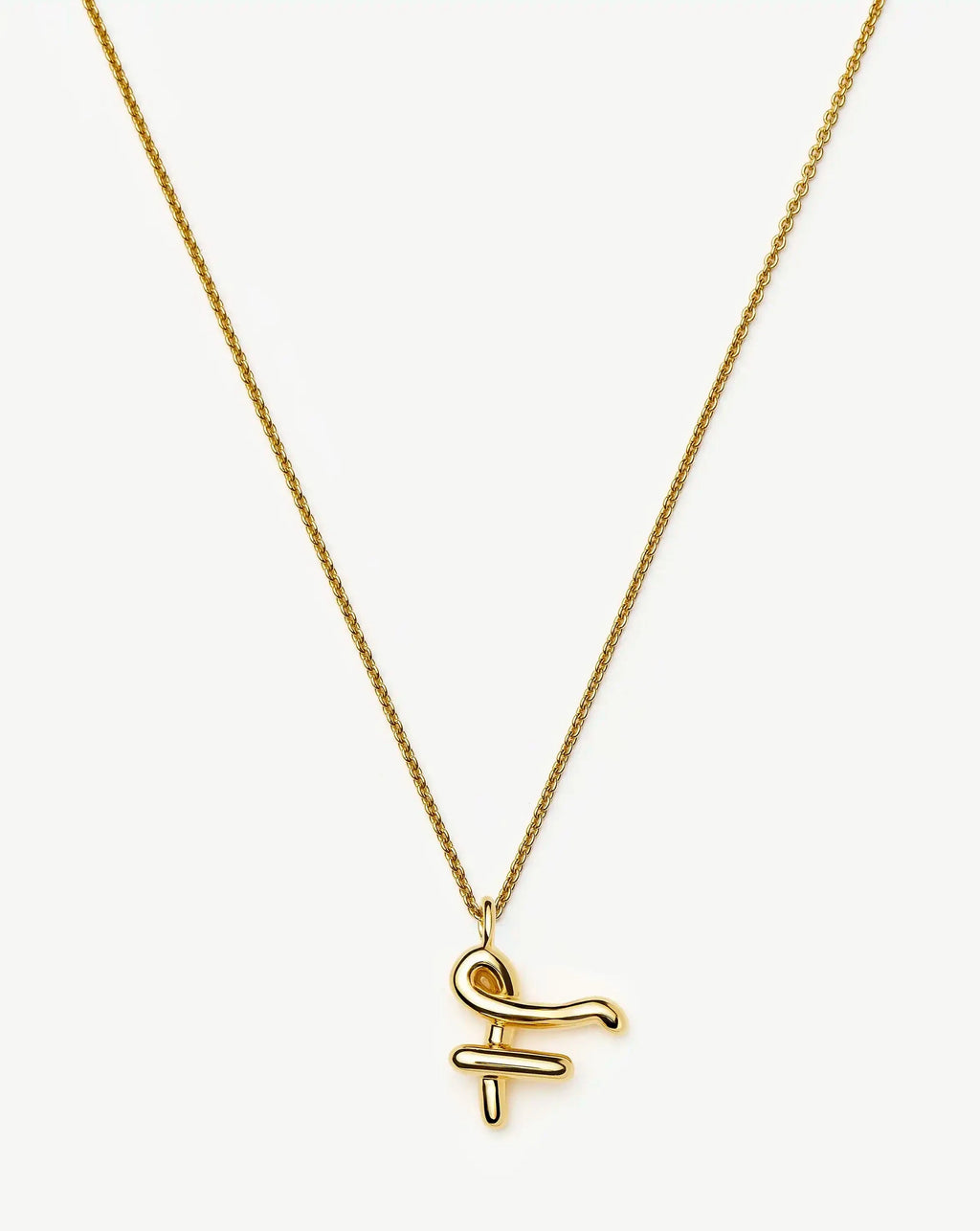 Curly Molten Initial Pendant Necklace - Initial F | 18k Gold Vermeil