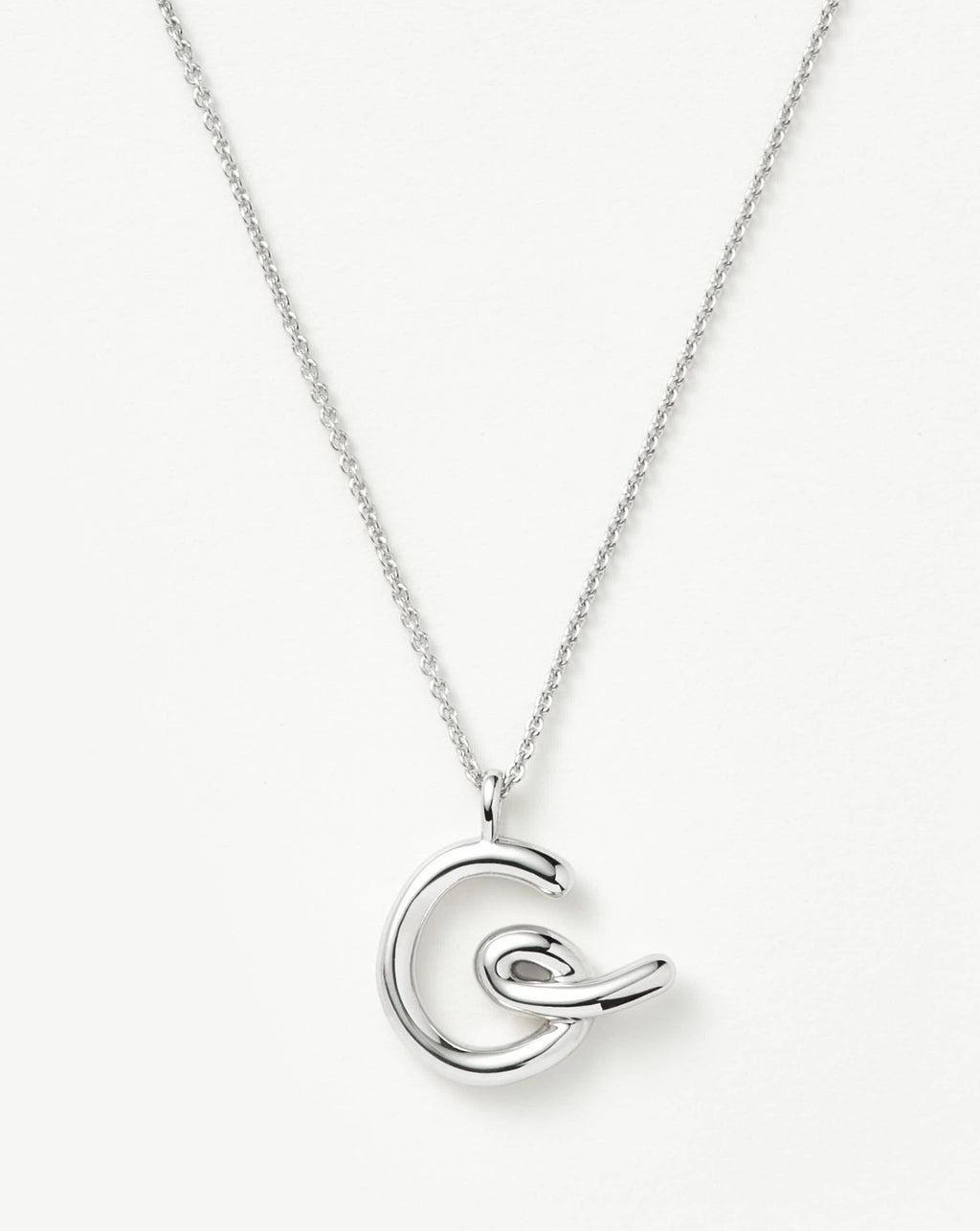 Curly Molten Initial Pendant Necklace - Initial G | Sterling Silver