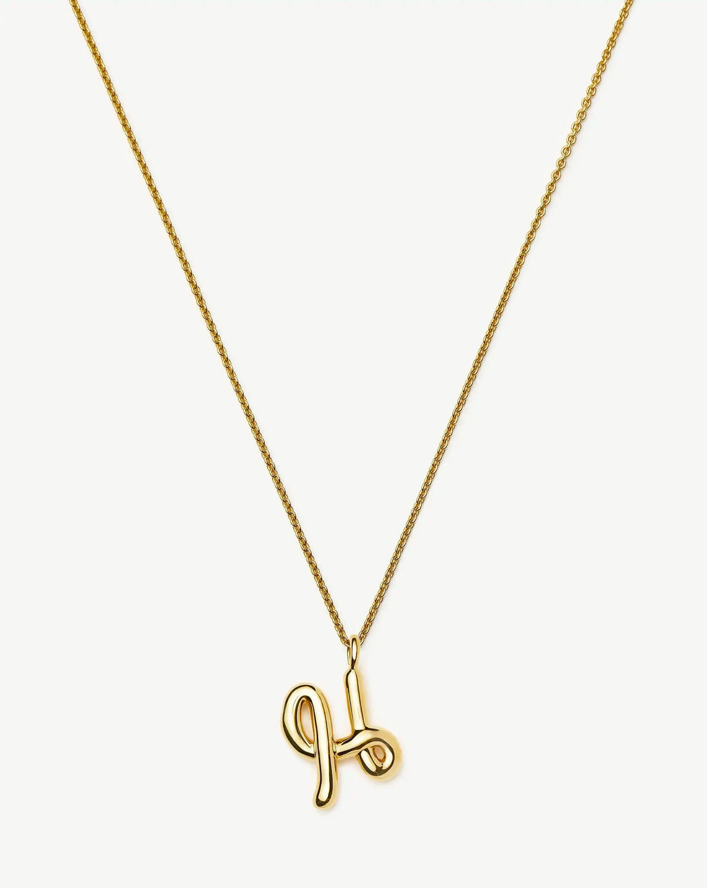 Curly Molten Initial Pendant Necklace - Initial H | 18k Gold Vermeil