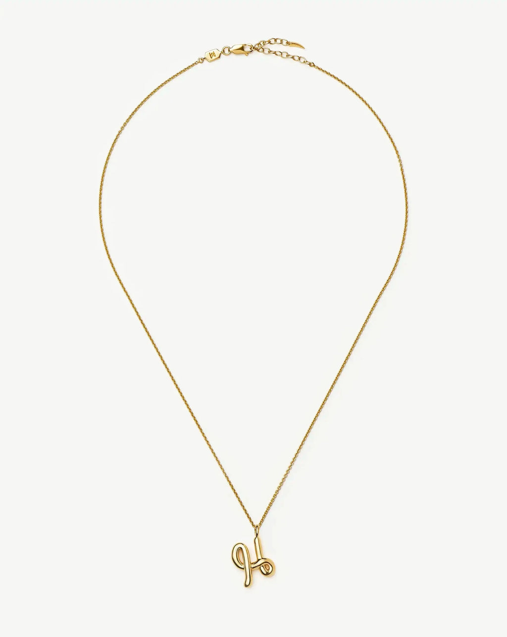Curly Molten Initial Pendant Necklace - Initial H | 18k Gold Vermeil