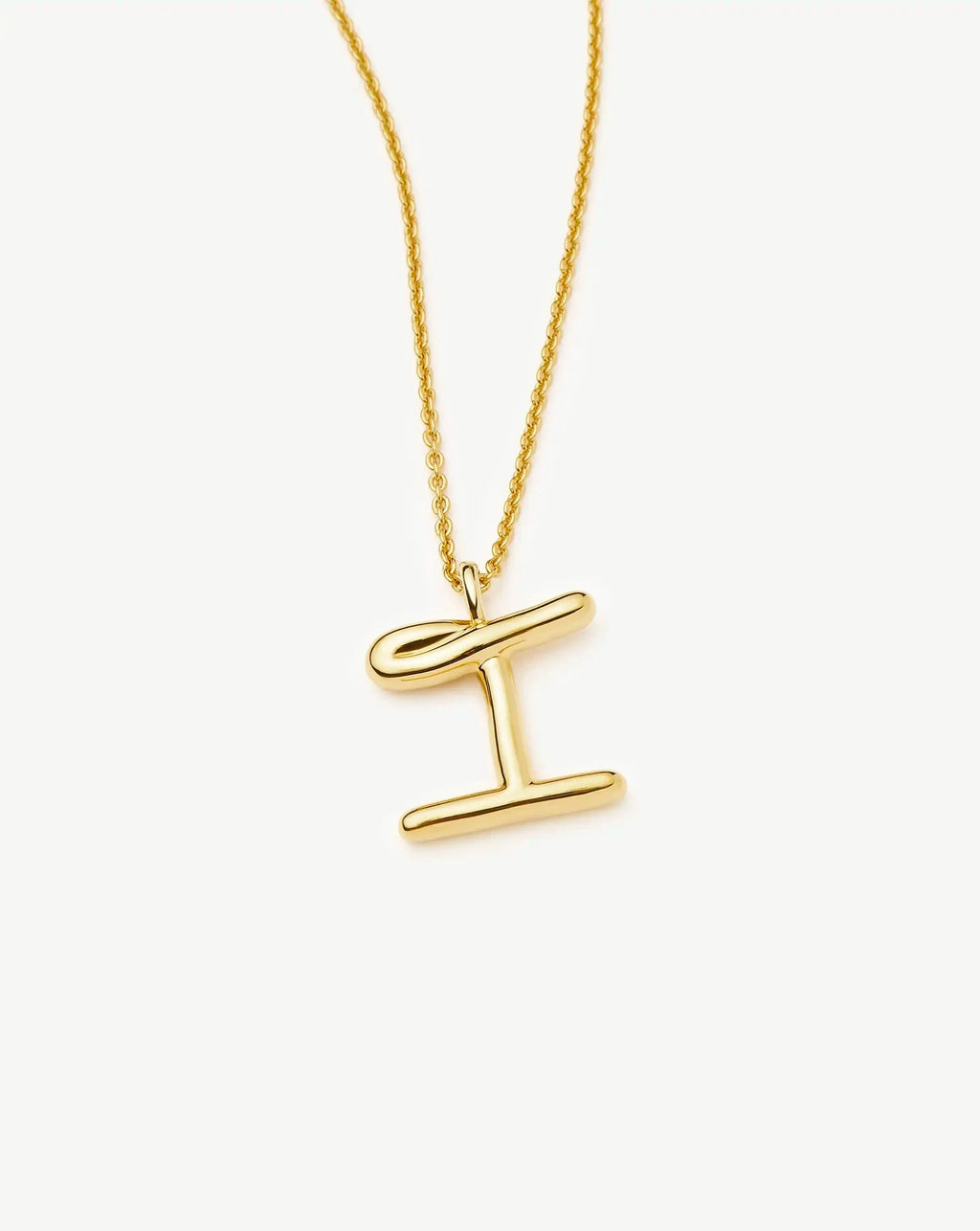 Curly Molten Initial Pendant Necklace - Initial I | 18k Gold Vermeil