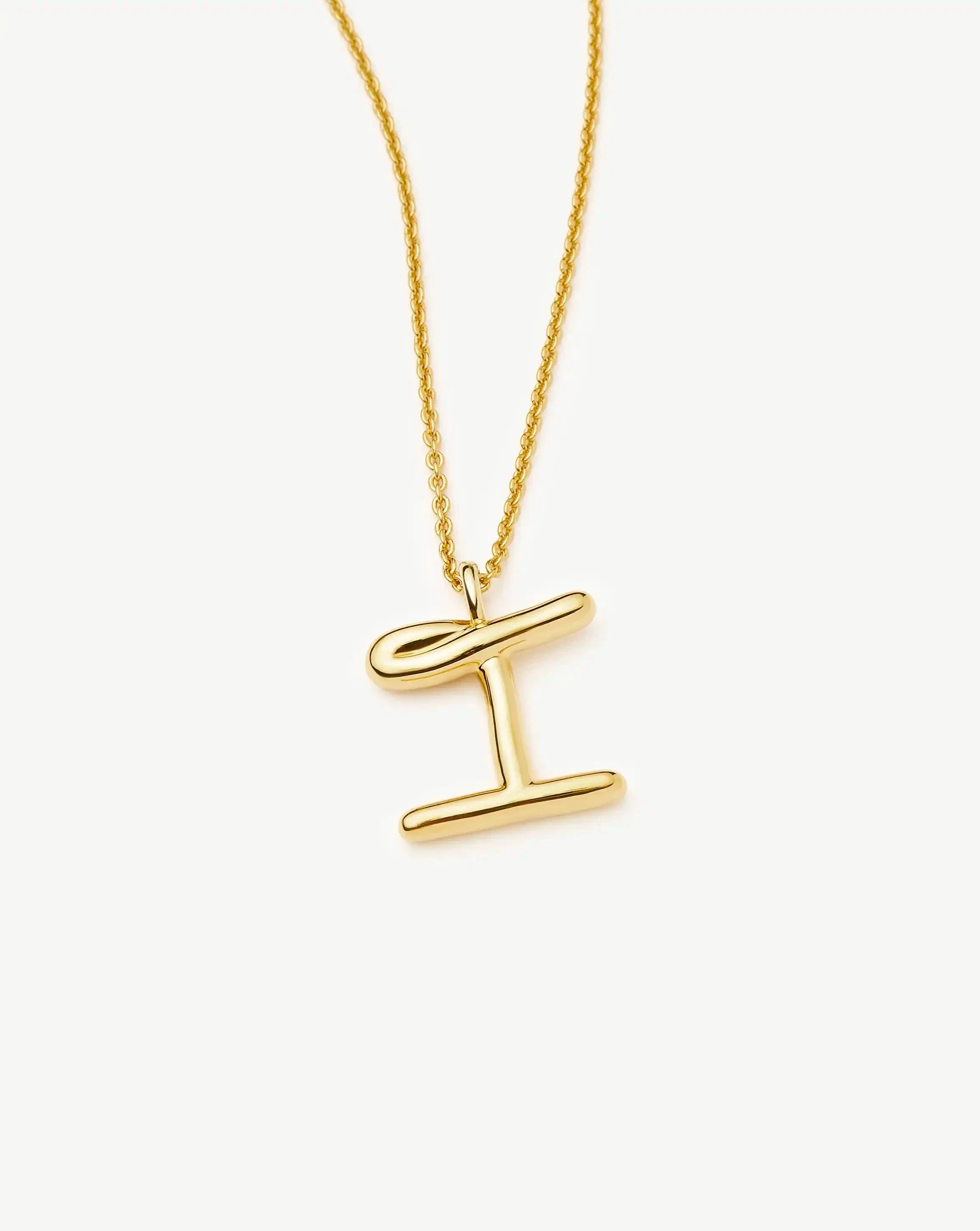 Curly Molten Initial Pendant Necklace - Initial I | 18k Gold Vermeil