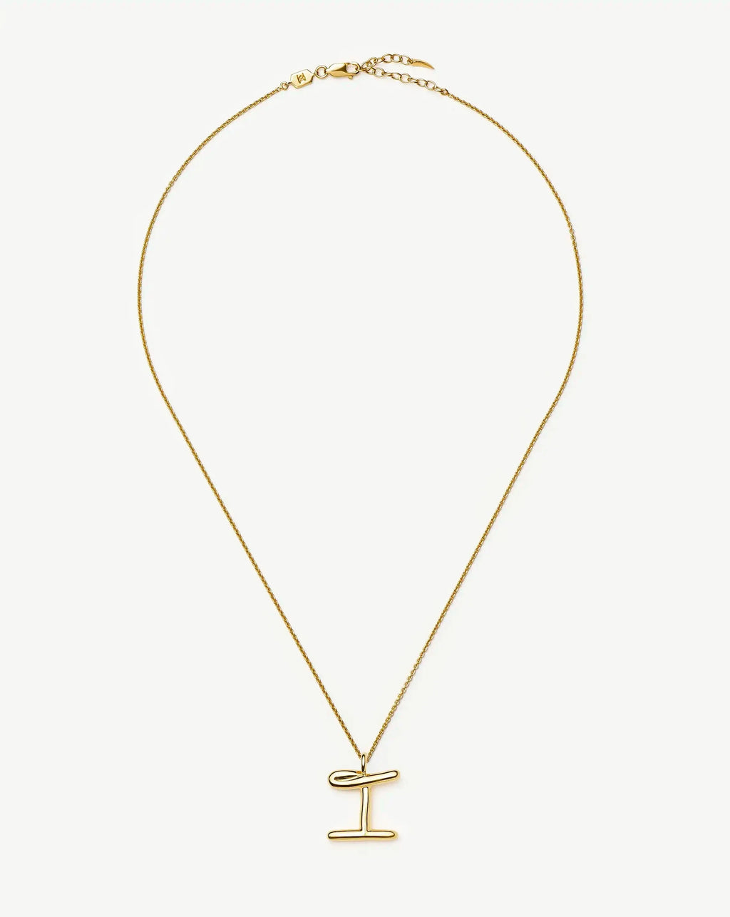 Curly Molten Initial Pendant Necklace - Initial I | 18k Gold Vermeil