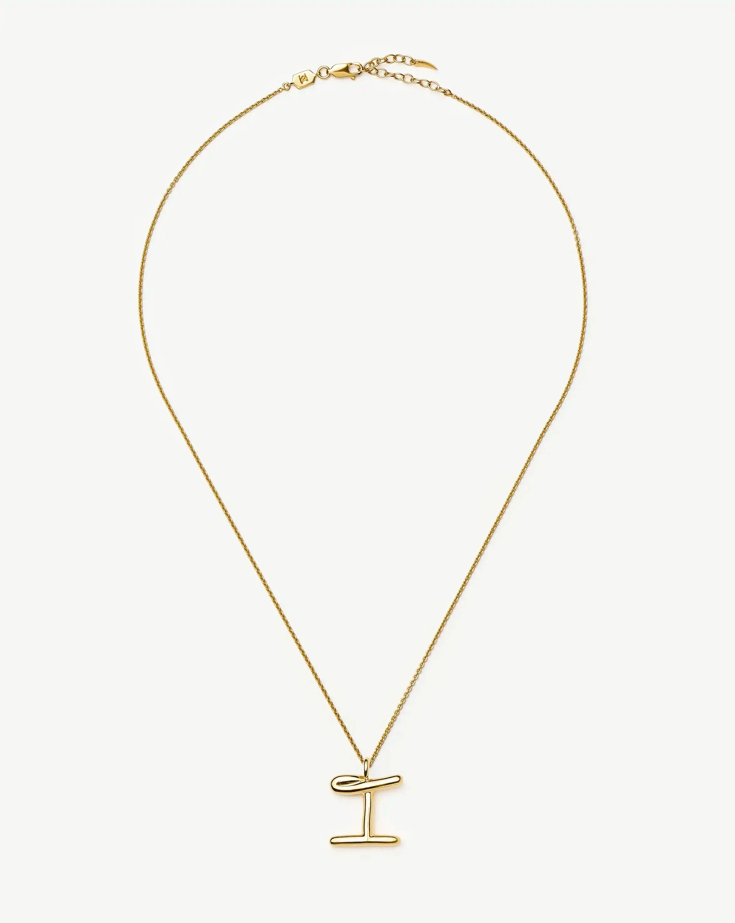 Curly Molten Initial Pendant Necklace - Initial I | 18k Gold Vermeil