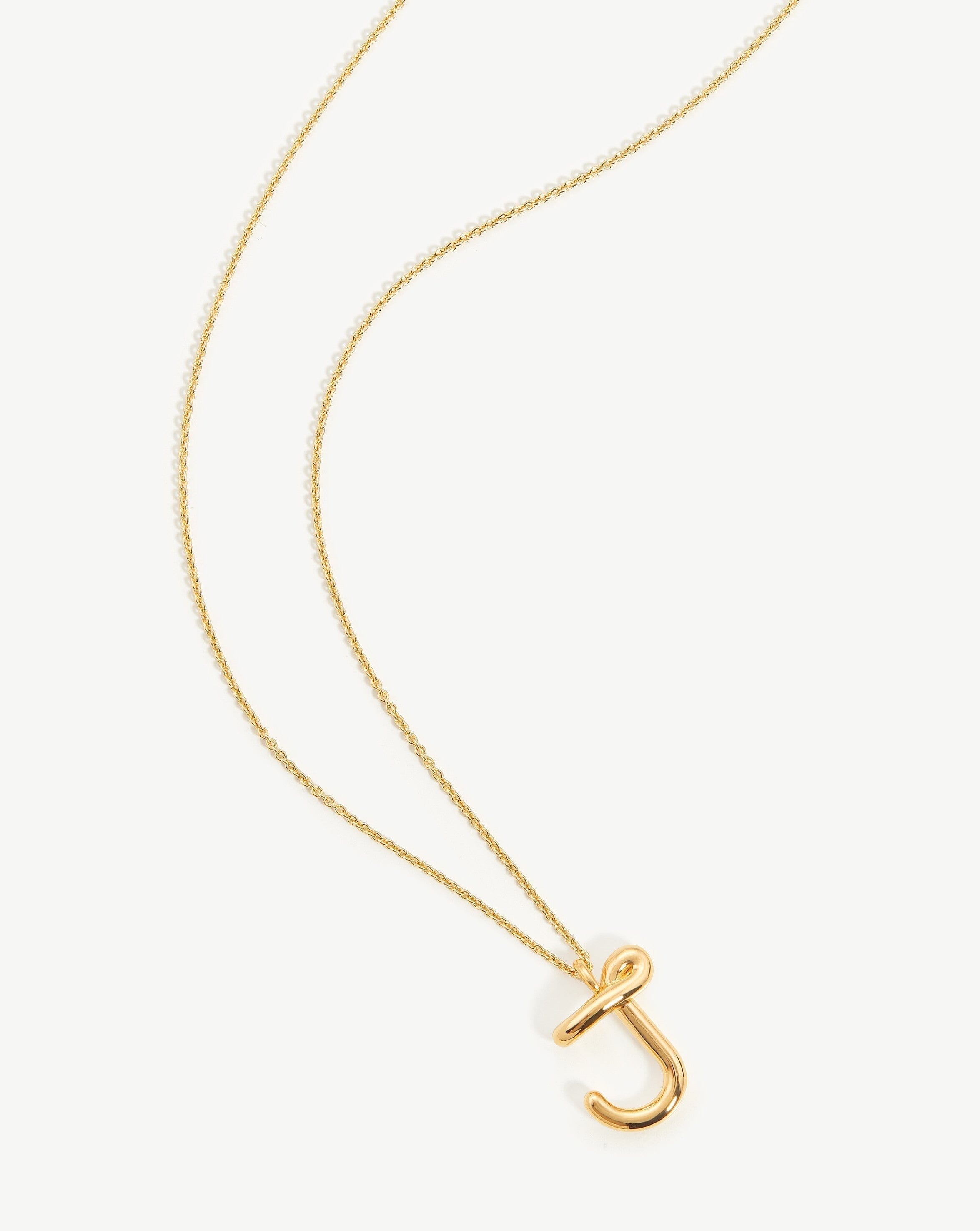 Curly Molten Initial Pendant Necklace - Initial J | 18k Gold Vermeil