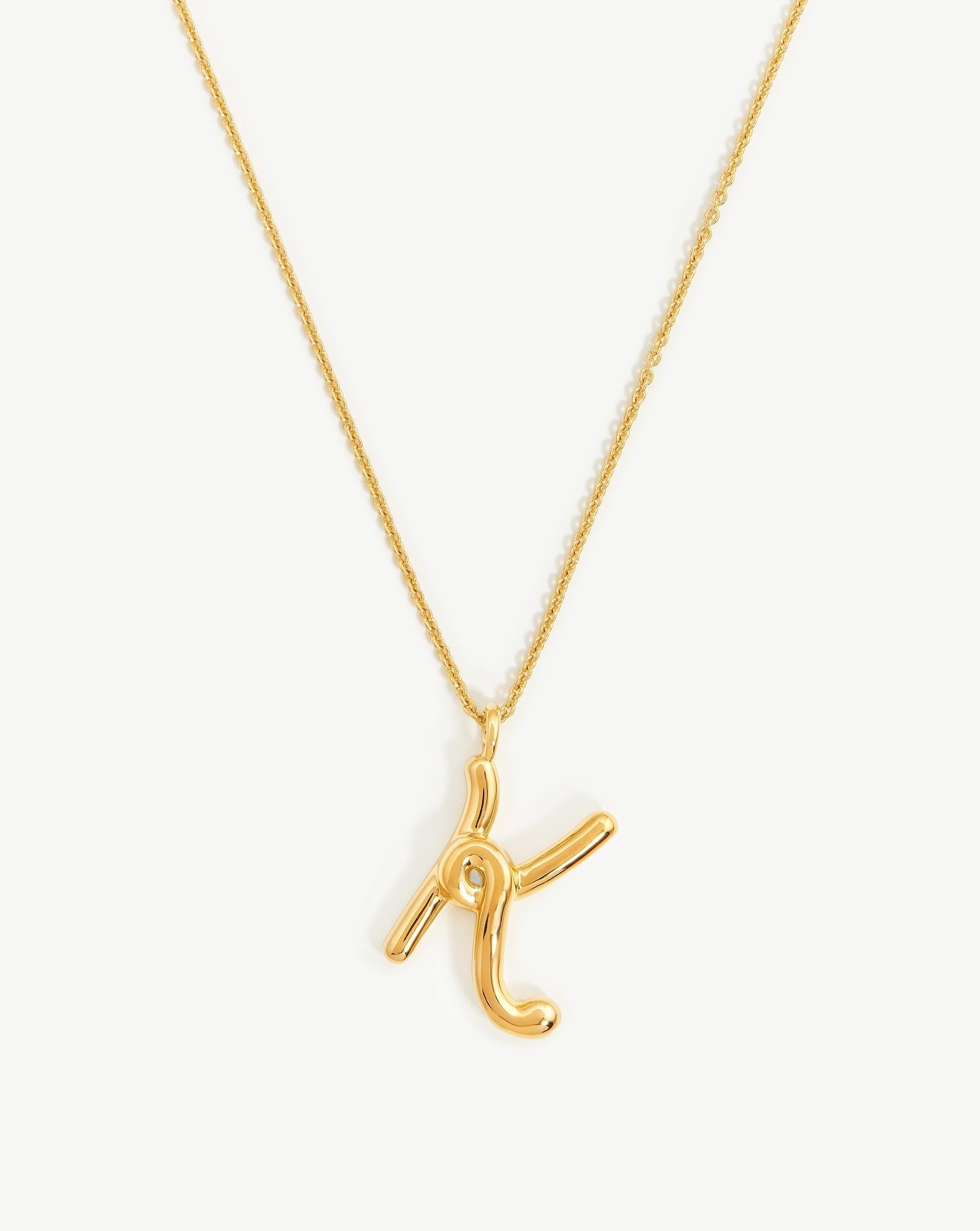 Curly Molten Initial Pendant Necklace - Initial K | 18k Gold Vermeil