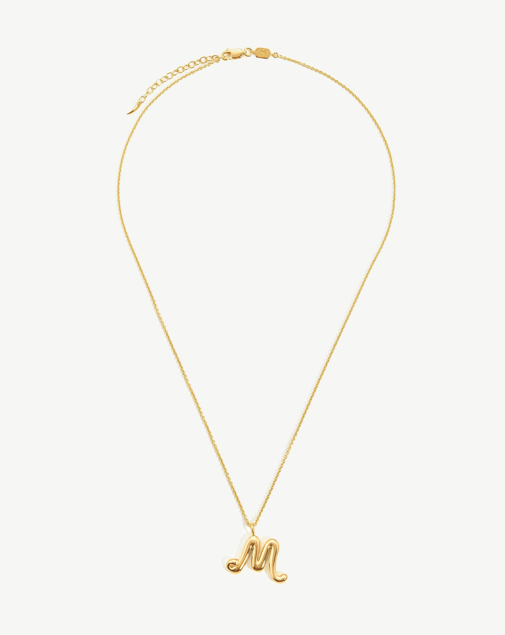 Curly Molten Initial Pendant Necklace - Initial M | 18k Gold Vermeil