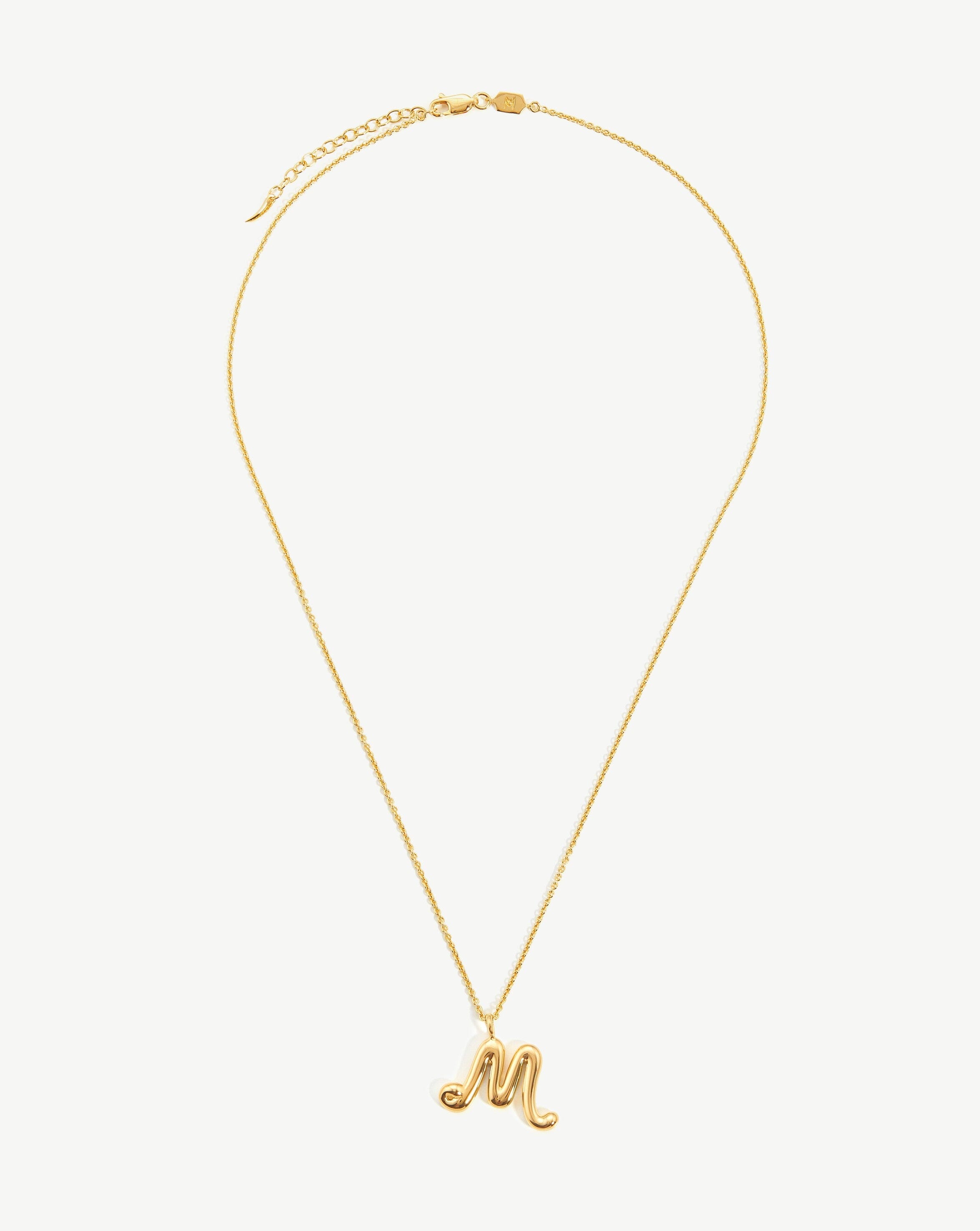 Curly Molten Initial Pendant Necklace - Initial M | 18k Gold Vermeil