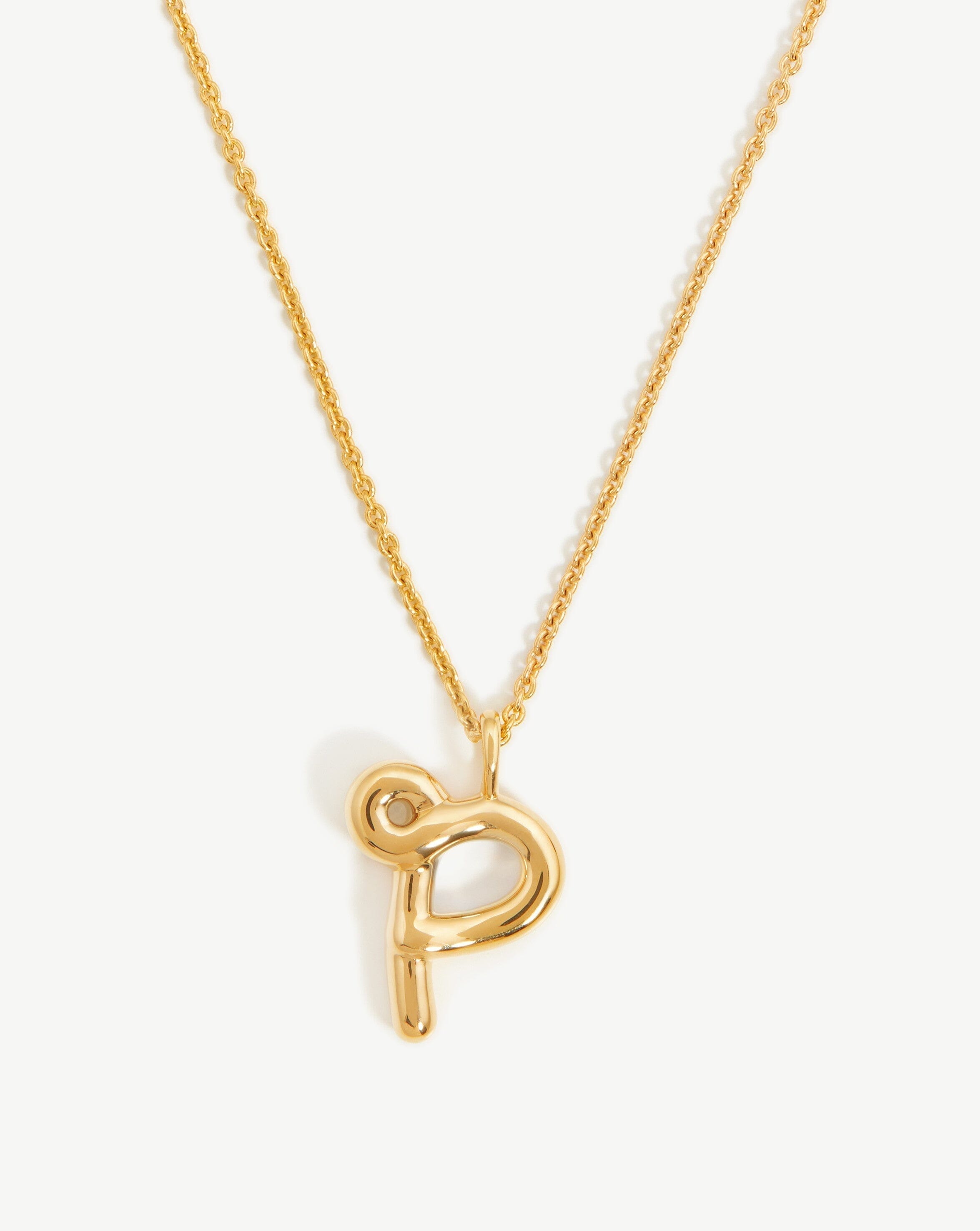 Curly Molten Initial Pendant Necklace - Initial P | 18k Gold Vermeil