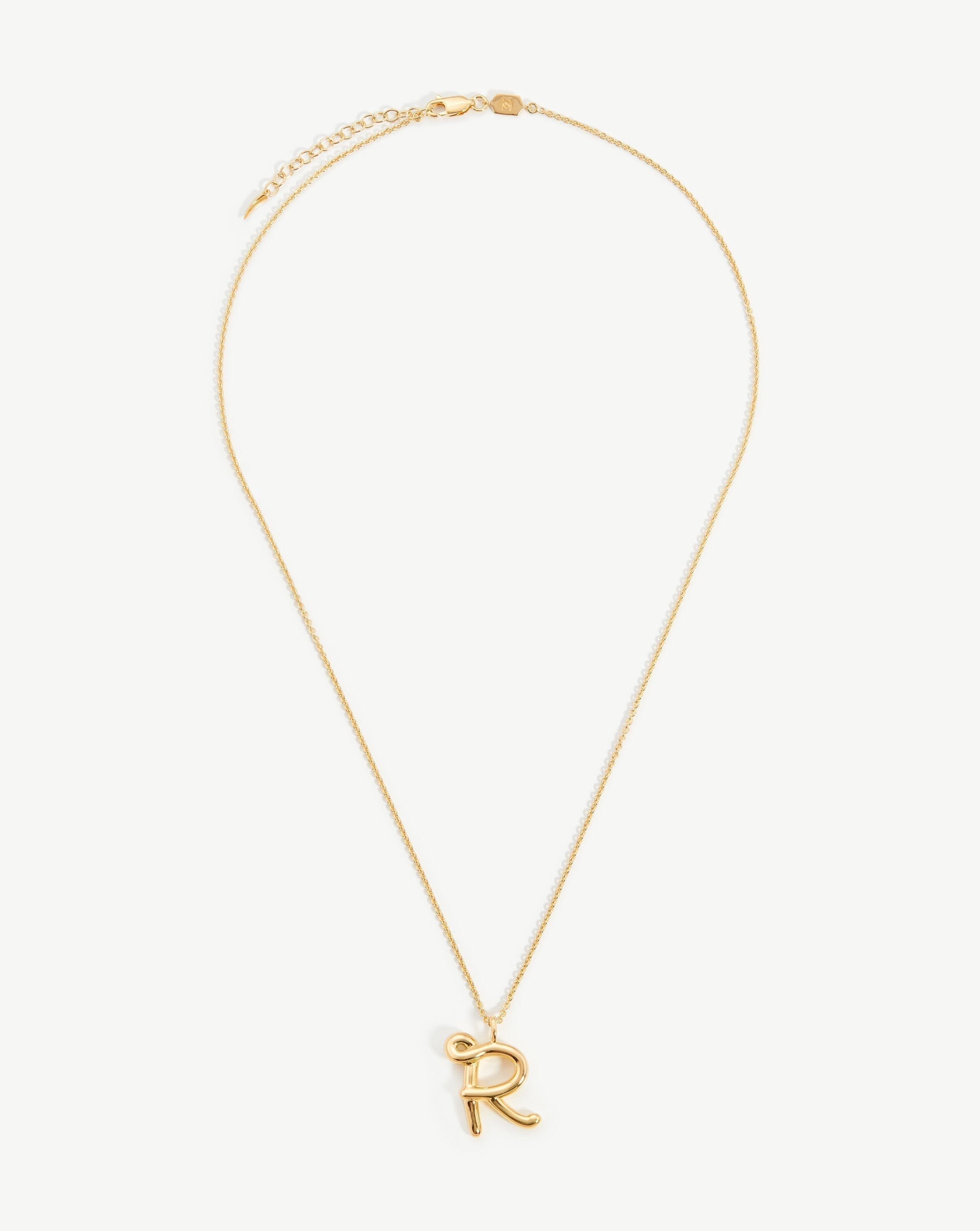 Curly Molten Initial Pendant Necklace - Initial R | 18k Gold Vermeil