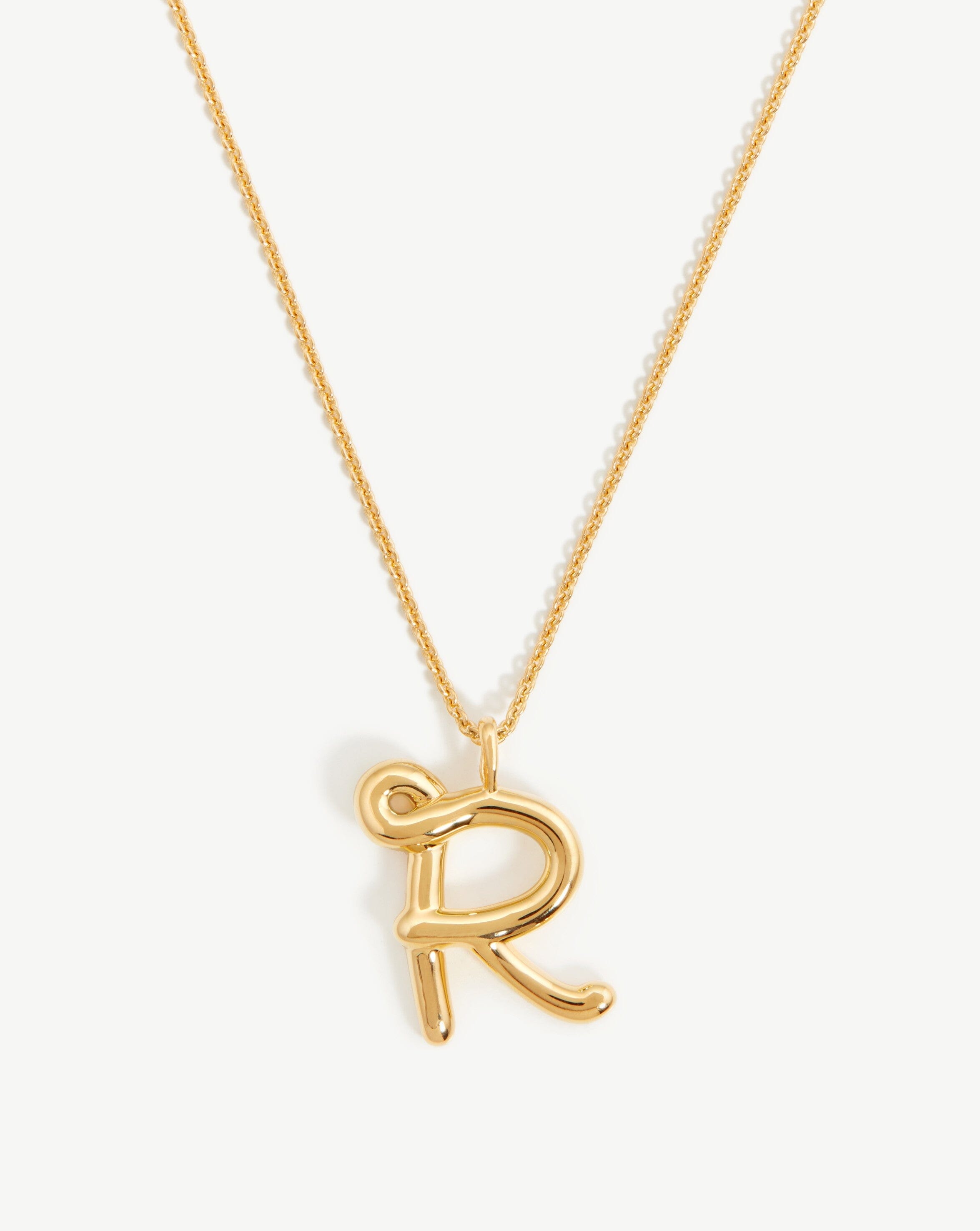 Curly Molten Initial Pendant Necklace - Initial R | 18k Gold Vermeil