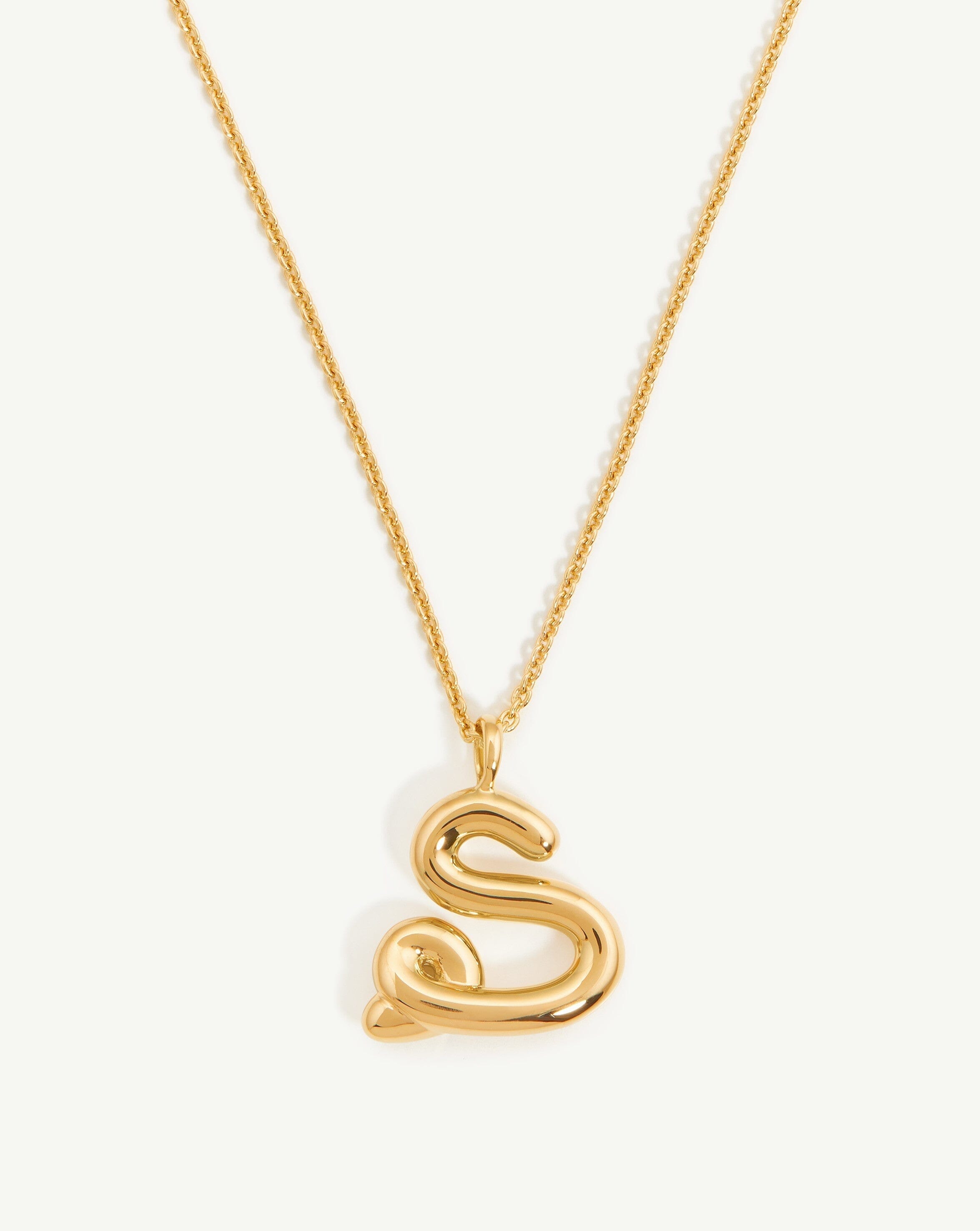 Curly Molten Initial Pendant Necklace - Initial S | 18k Gold Vermeil