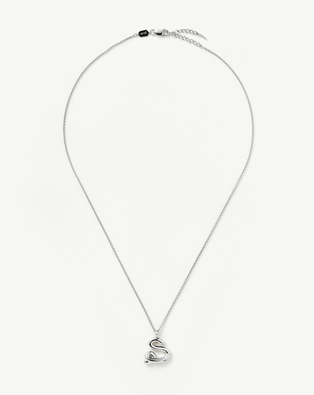 Curly Molten Initial Pendant Necklace - Initial S | Sterling Silver