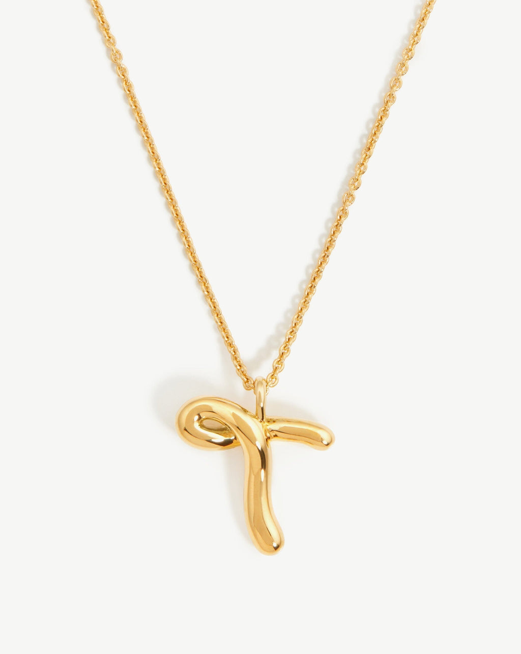 Curly Molten Initial Pendant Necklace - Initial T | 18k Gold Vermeil