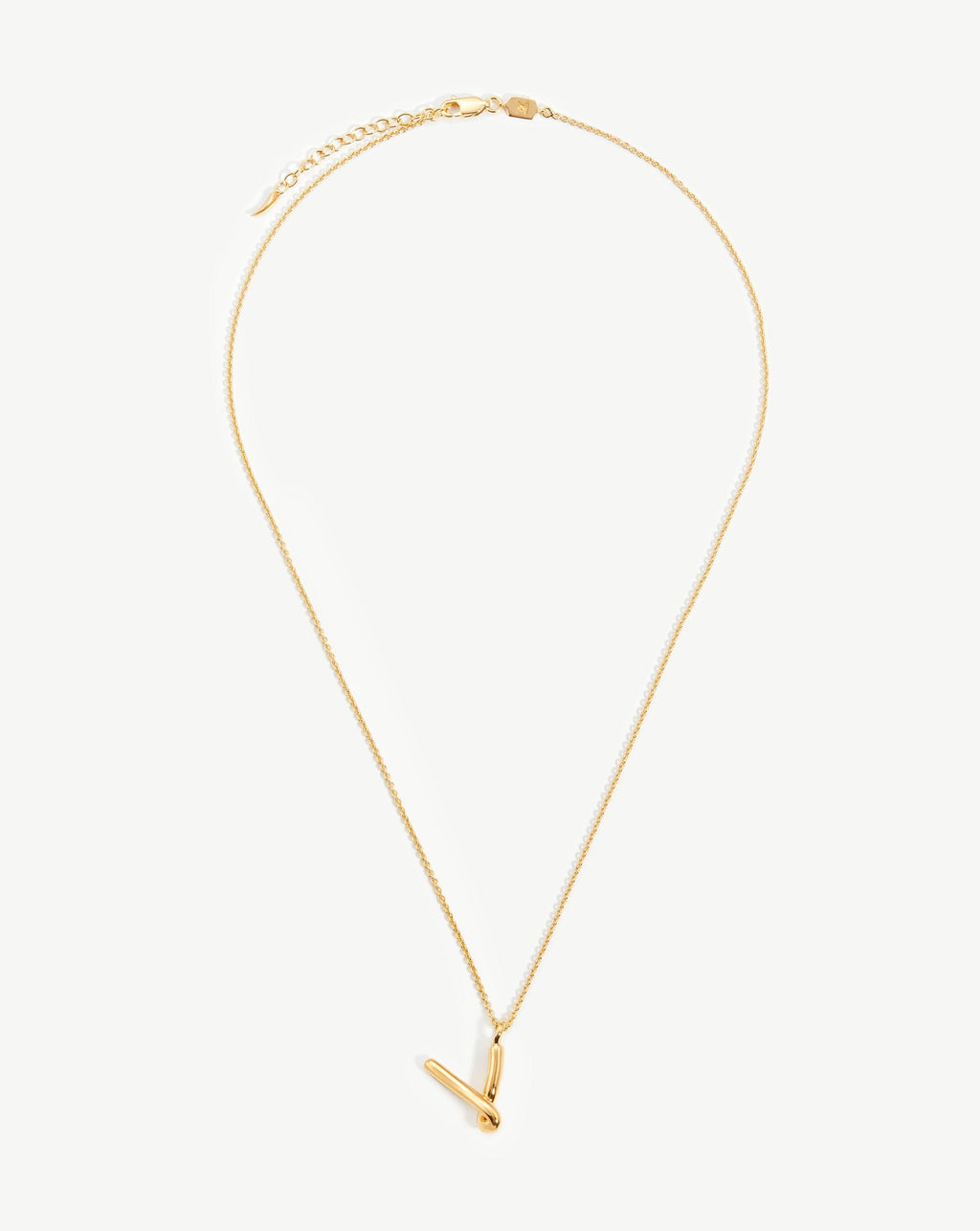 Curly Molten Initial Pendant Necklace - Initial V | 18k Gold Vermeil