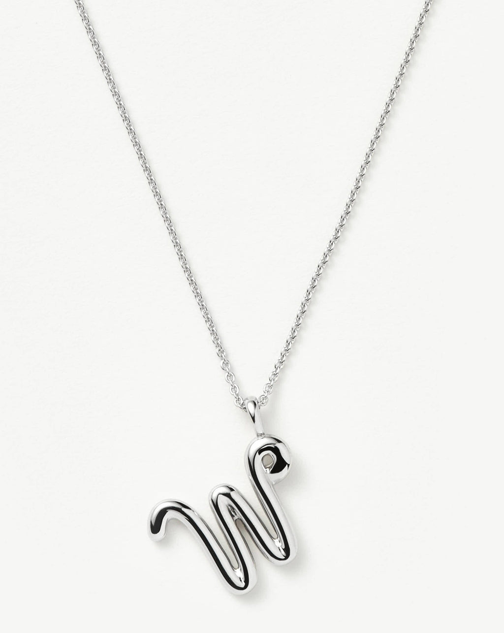 Curly Molten Initial Pendant Necklace - Initial W | Sterling Silver