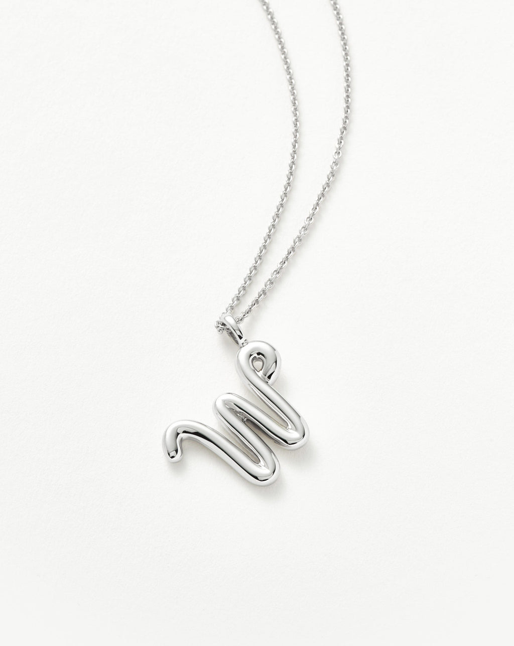 Curly Molten Initial Pendant Necklace - Initial W | Sterling Silver