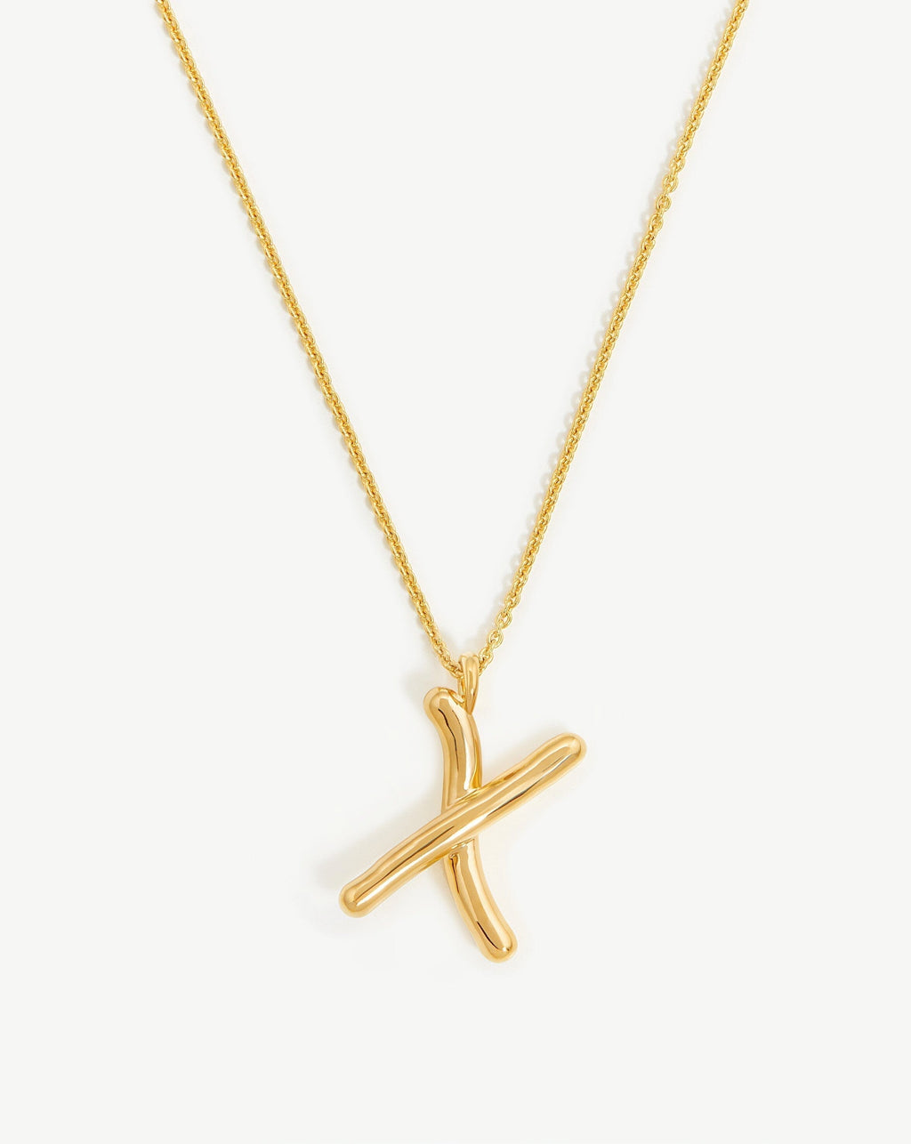Curly Molten Initial Pendant Necklace - Initial X | 18k Gold Vermeil