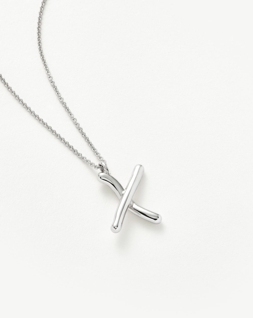 Curly Molten Initial Pendant Necklace - Initial X | Sterling Silver