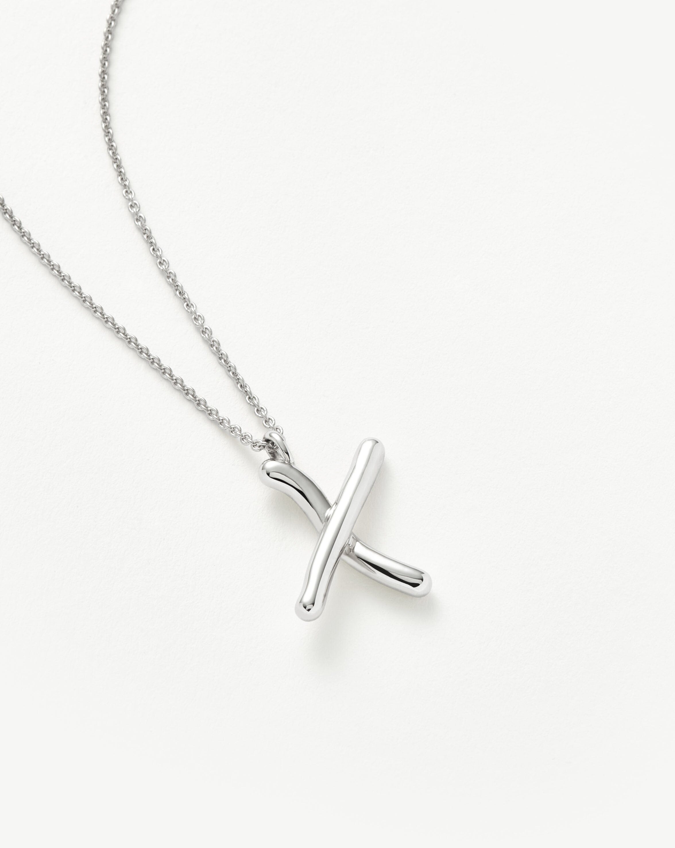 Curly Molten Initial Pendant Necklace - Initial X | Sterling Silver