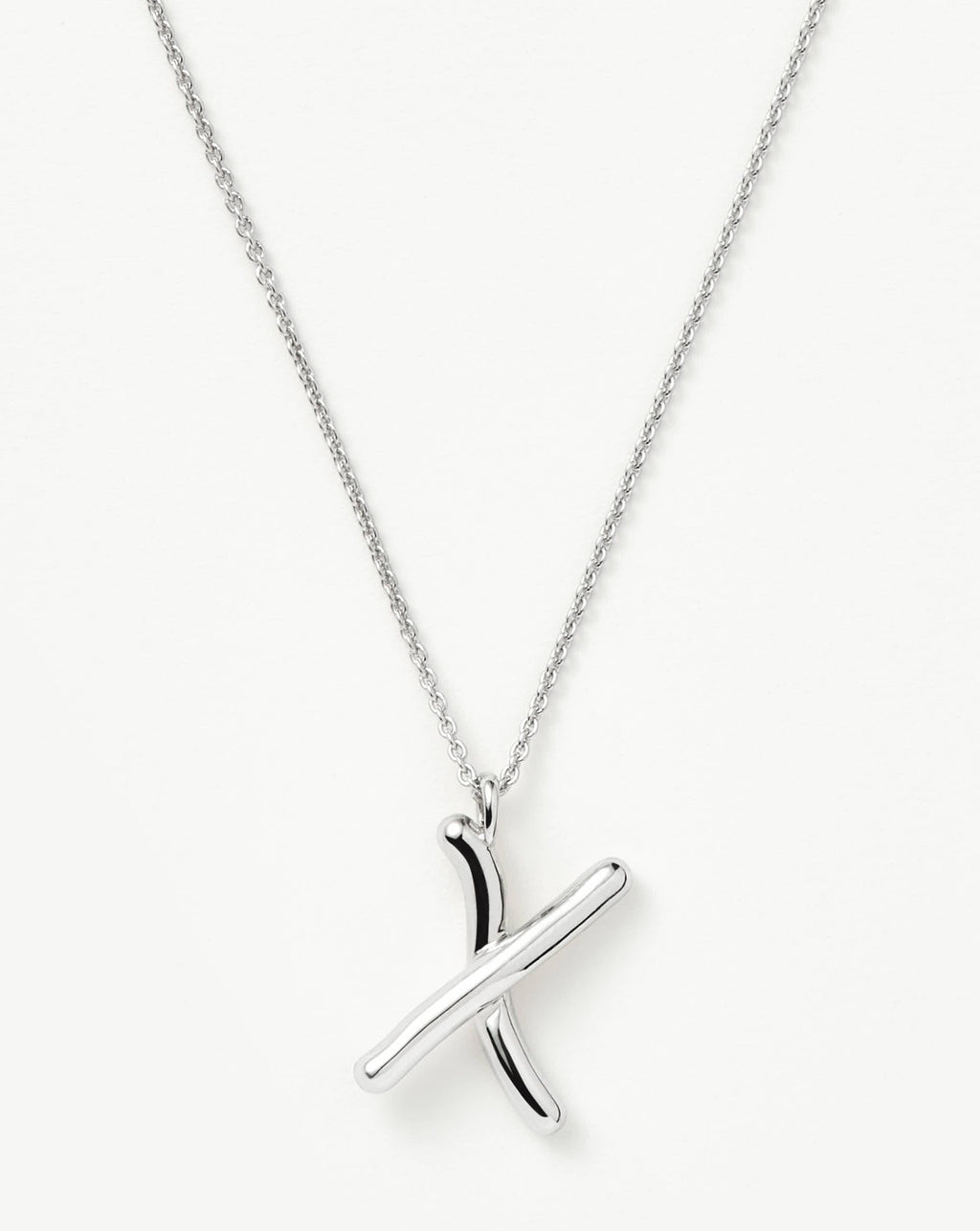 Curly Molten Initial Pendant Necklace - Initial X | Sterling Silver