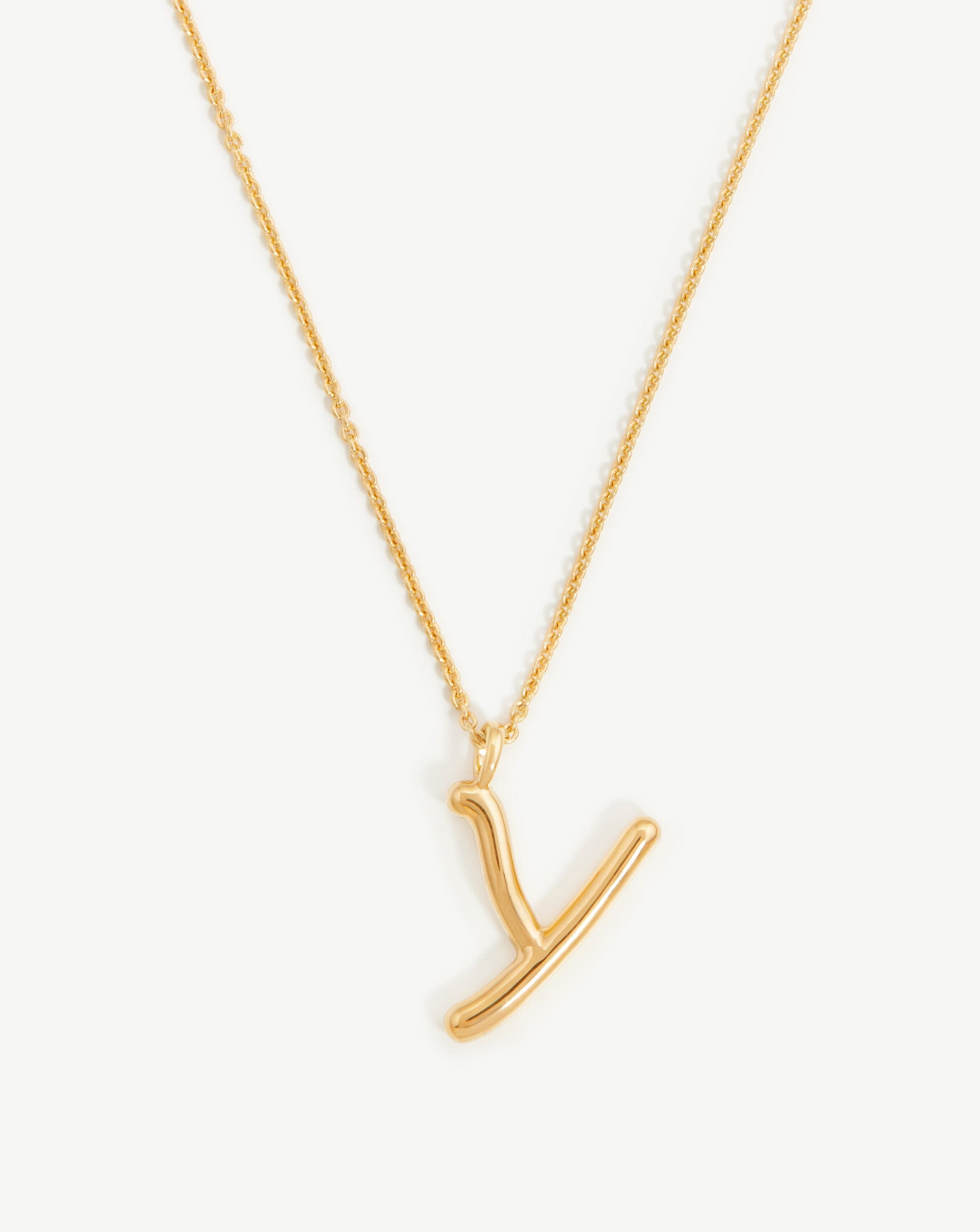 Curly Molten Initial Pendant Necklace - Initial Y | 18k Gold Vermeil