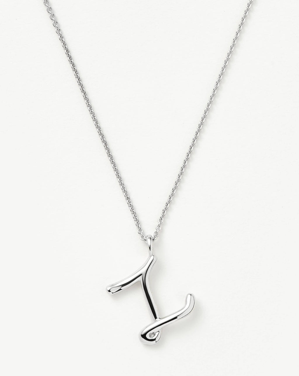 Curly Molten Initial Pendant Necklace - Initial Z | Sterling Silver