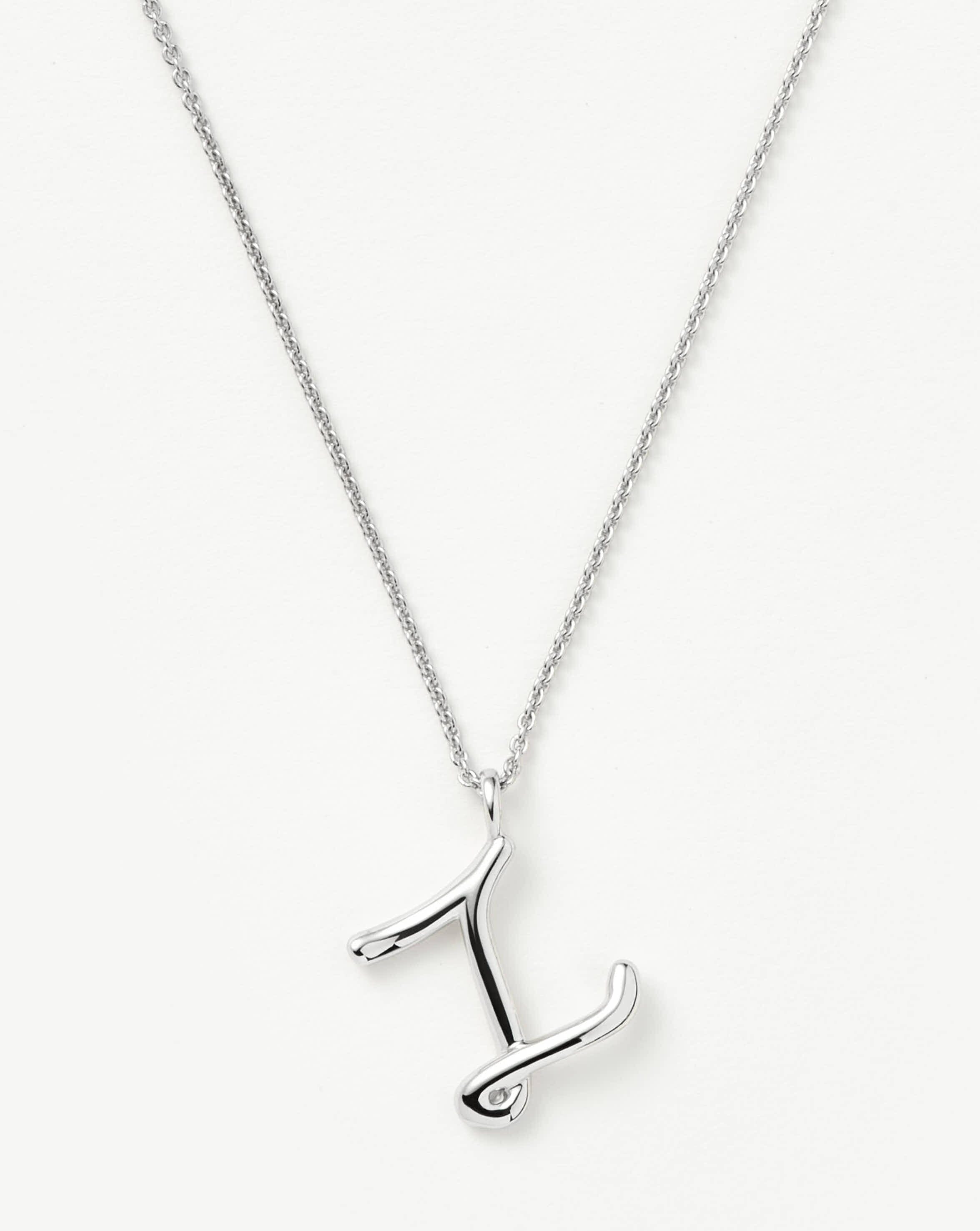 Curly Molten Initial Pendant Necklace - Initial Z | Sterling Silver