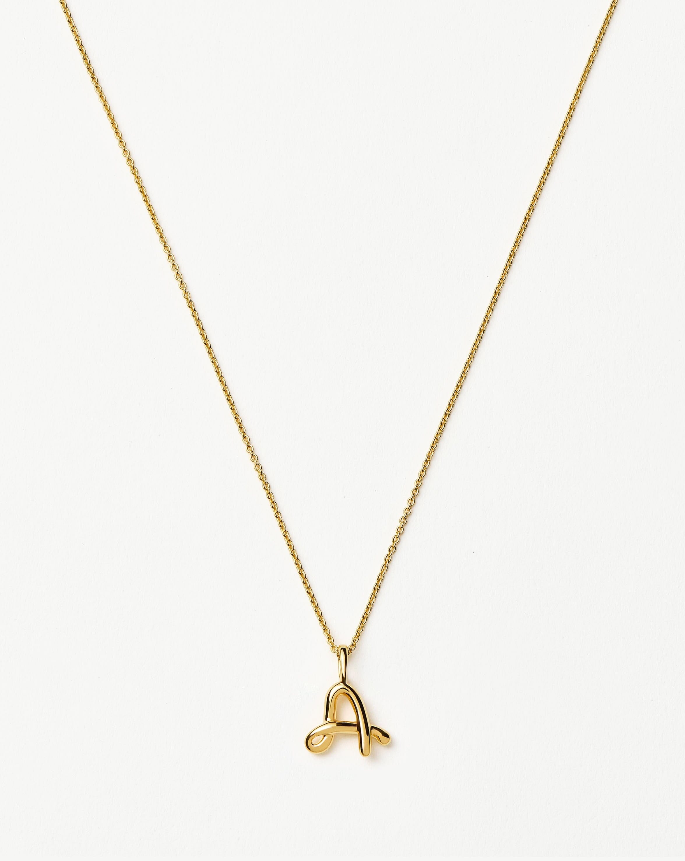 Curly Molten Mini Initial Necklace - A | 18k Gold Vermeil