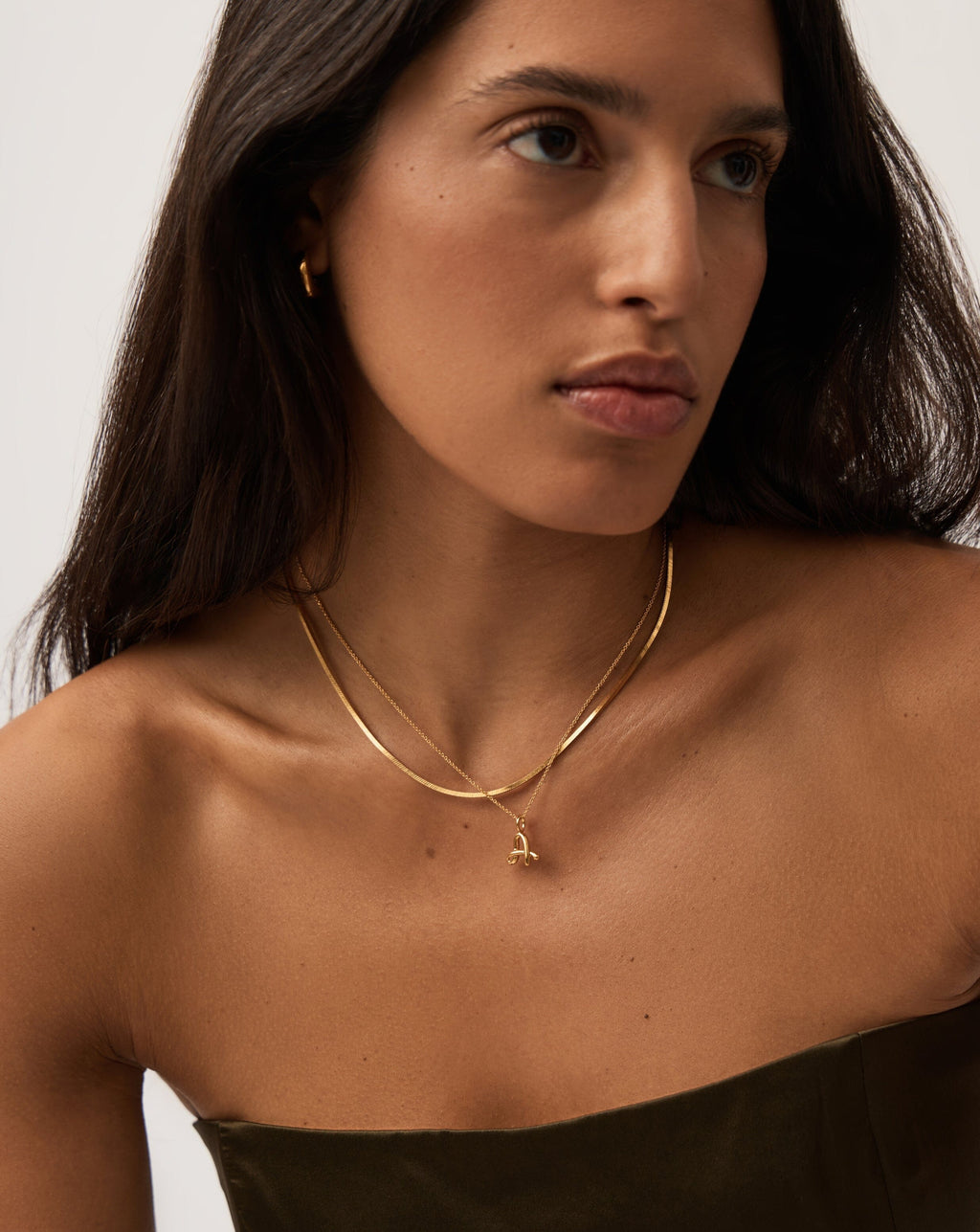 Curly Molten Mini Initial Necklace - A | 18k Gold Vermeil