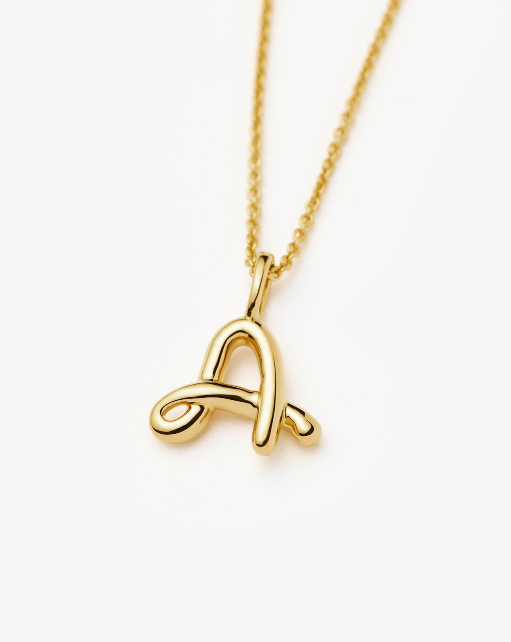 Curly Molten Mini Initial Necklace - A | 18k Gold Vermeil