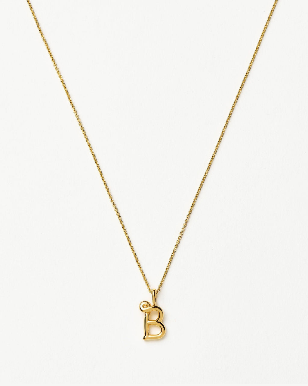 Curly Molten Mini Initial Necklace - B | 18k Gold Vermeil