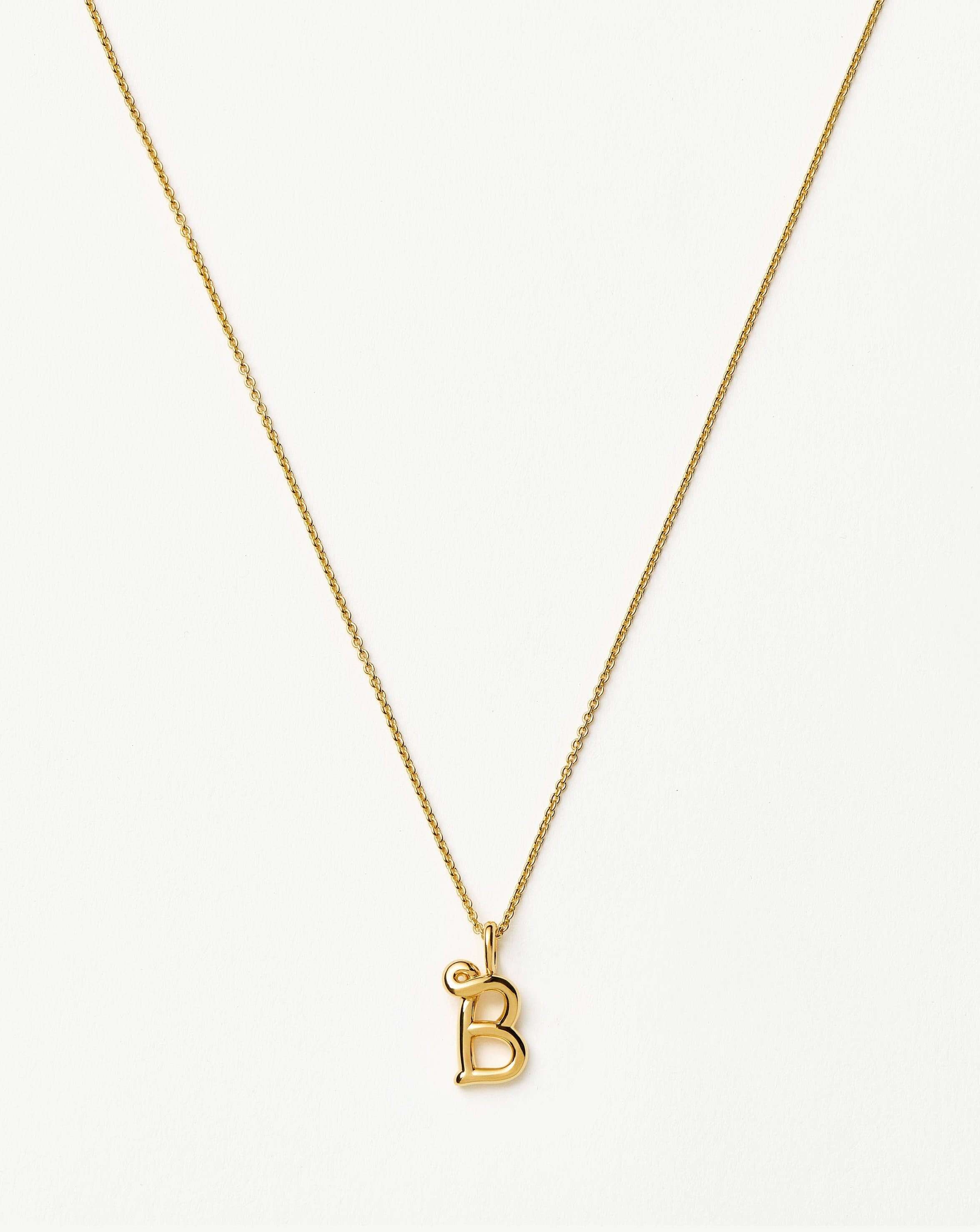 Curly Molten Mini Initial Necklace - B | 18k Gold Vermeil