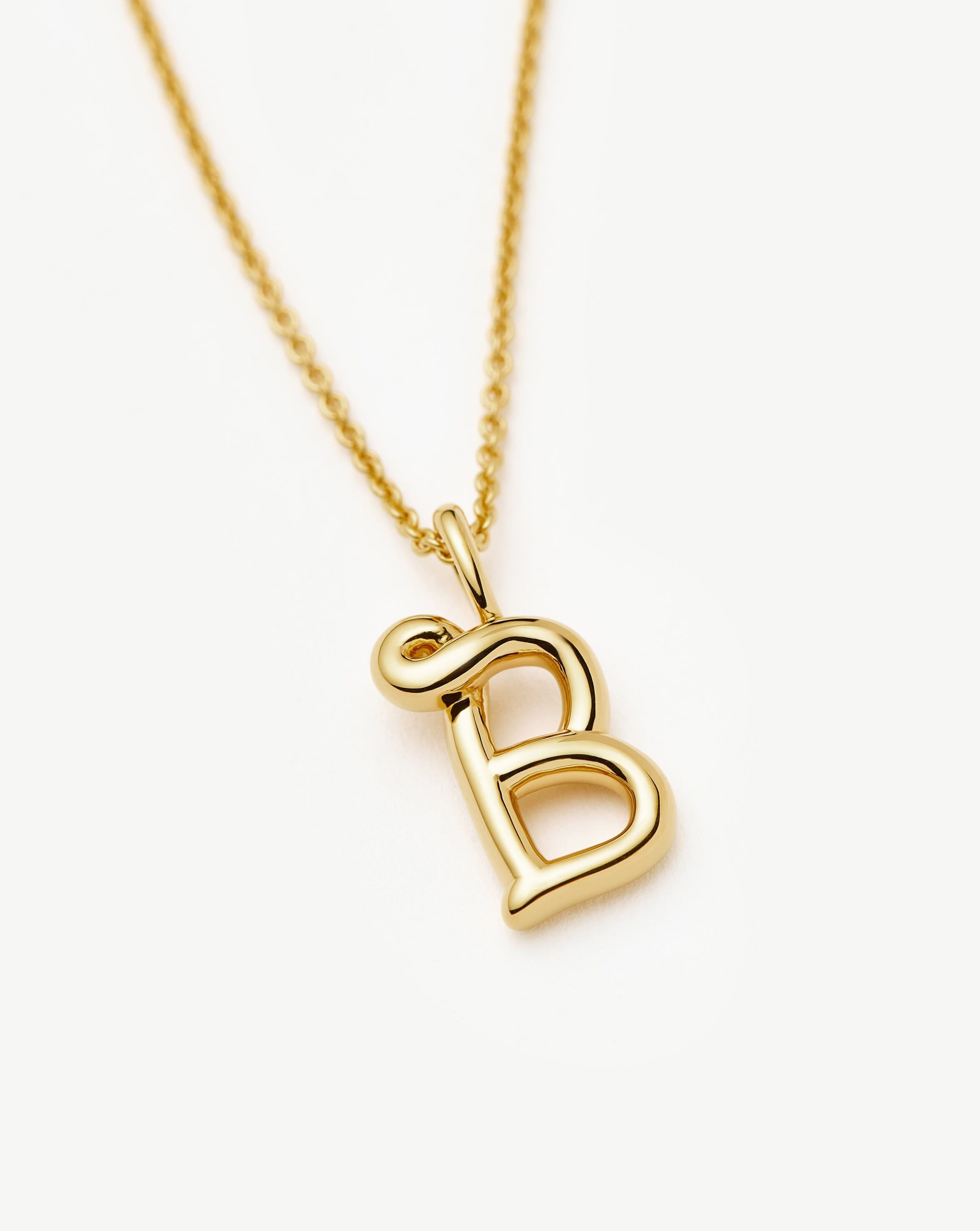 Curly Molten Mini Initial Necklace - B | 18k Gold Vermeil