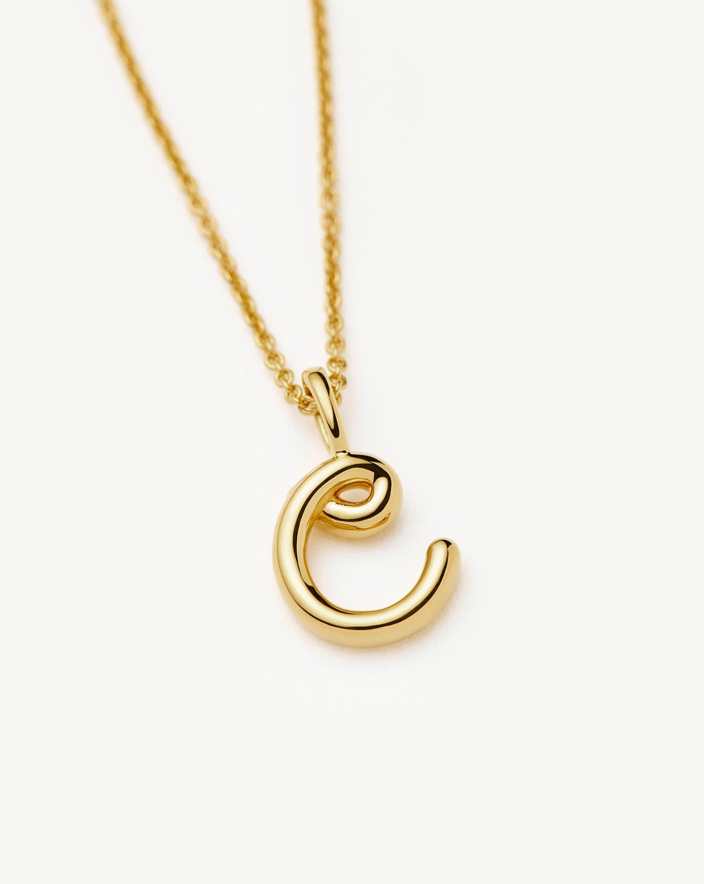 Curly Molten Mini Initial Necklace - C |18k Gold Vermeil