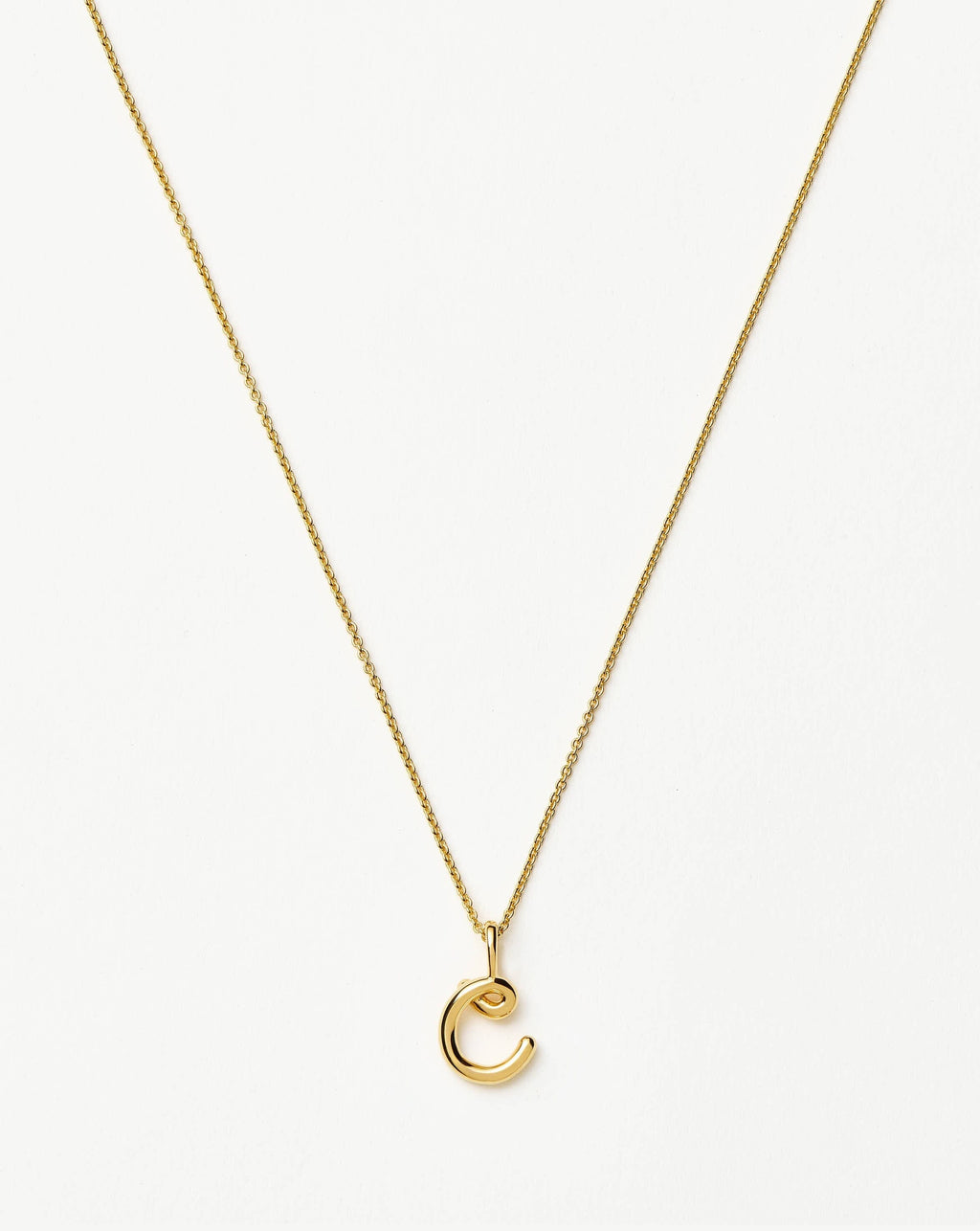Curly Molten Mini Initial Necklace - C |18k Gold Vermeil