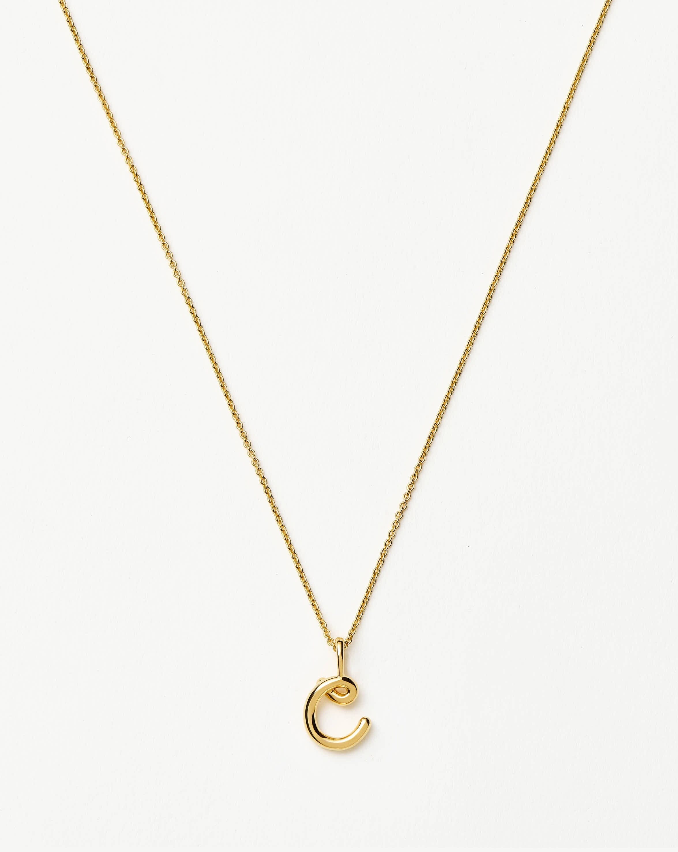 Curly Molten Mini Initial Necklace - C |18k Gold Vermeil