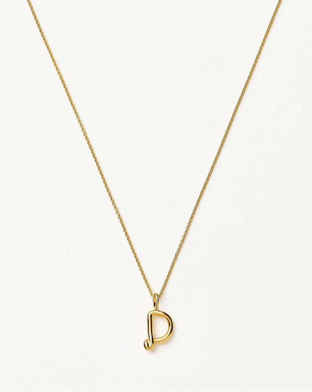 Curly Molten Mini Initial Necklace - D  |18k Gold Vermeil
