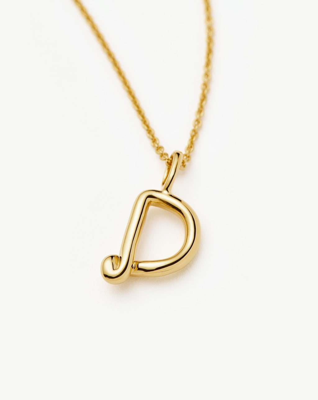 Curly Molten Mini Initial Necklace - D  |18k Gold Vermeil