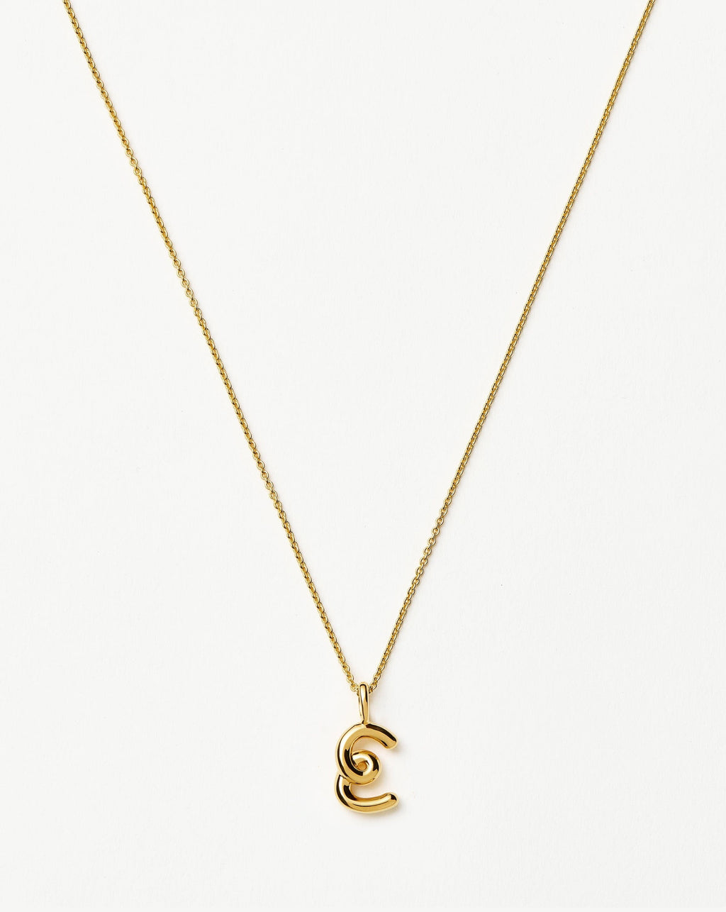 Curly Molten Mini Initial Necklace - E | 18k Gold Vermeil