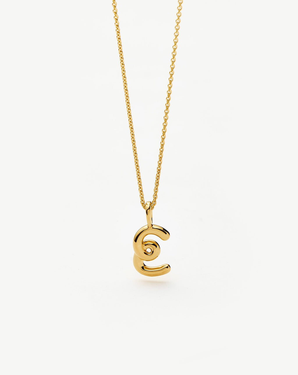 Curly Molten Mini Initial Necklace - E | 18k Gold Vermeil