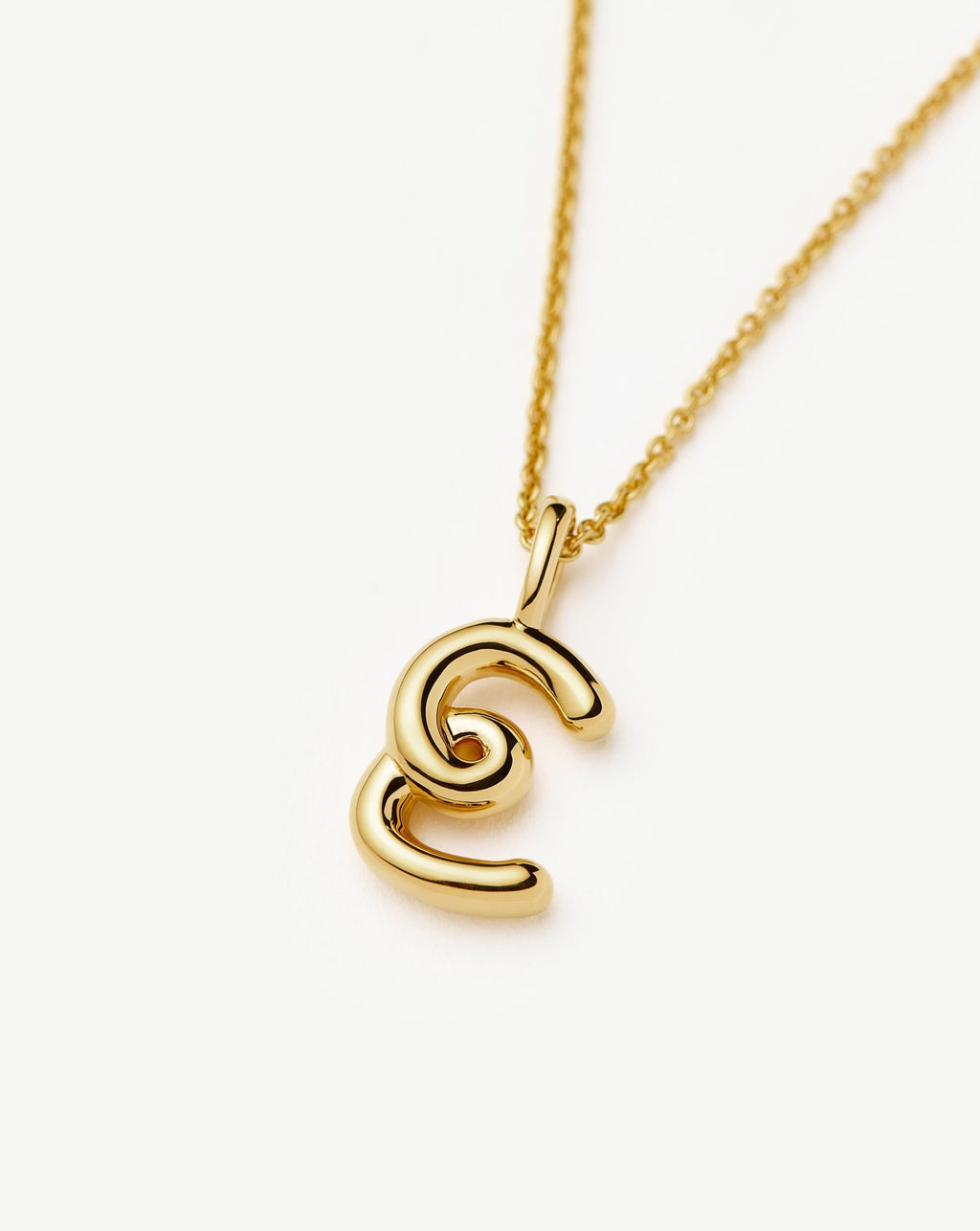 Curly Molten Mini Initial Necklace - E | 18k Gold Vermeil