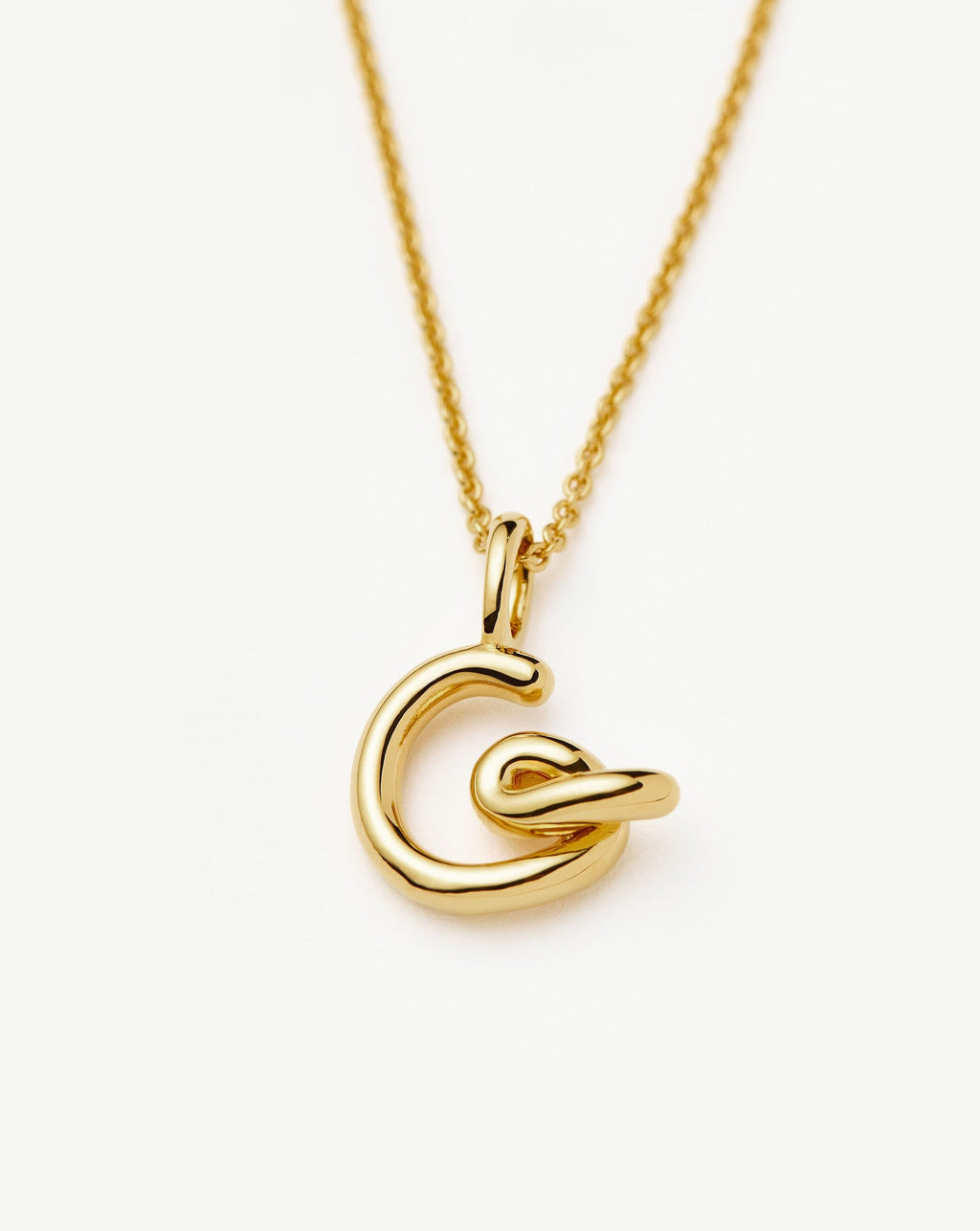 Curly Molten Mini Initial Necklace - G  | 18k Gold Vermeil