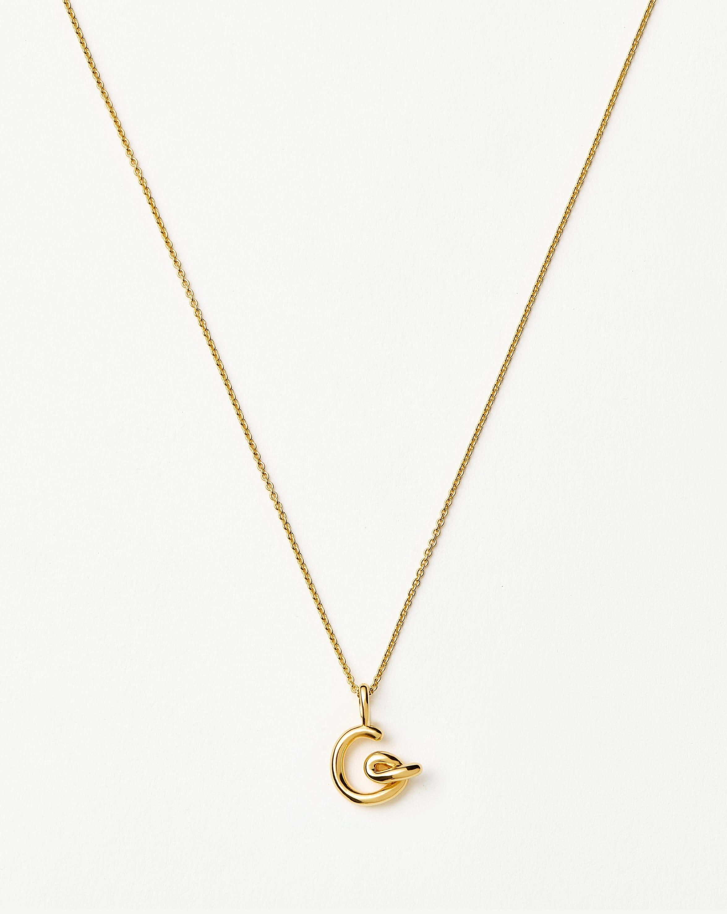 Curly Molten Mini Initial Necklace - G  | 18k Gold Vermeil