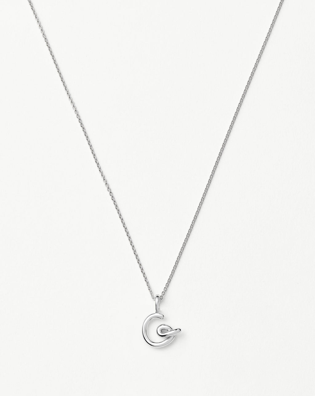 Curly Molten Mini Initial Necklace - G  | Sterling Silver