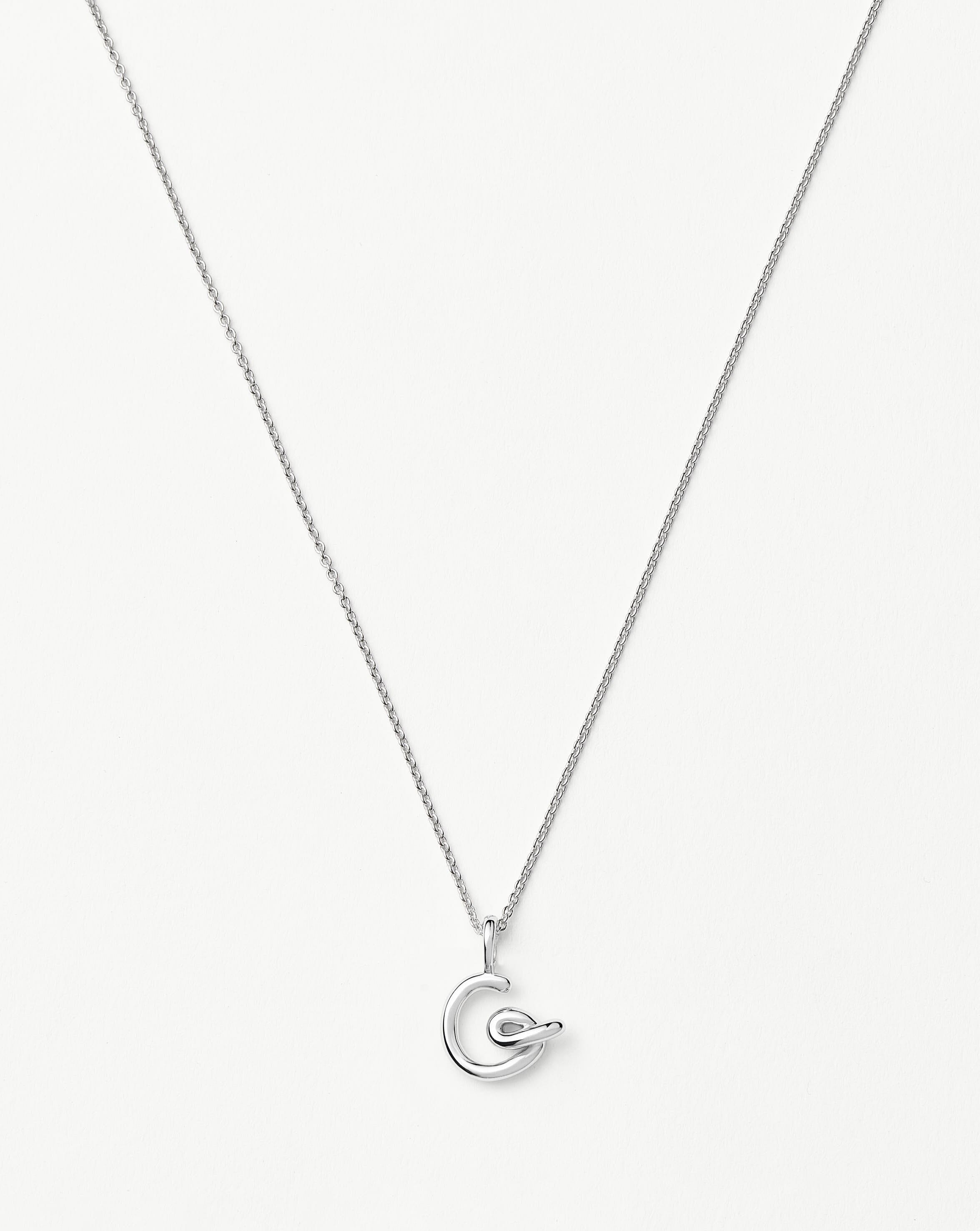 Curly Molten Mini Initial Necklace - G  | Sterling Silver